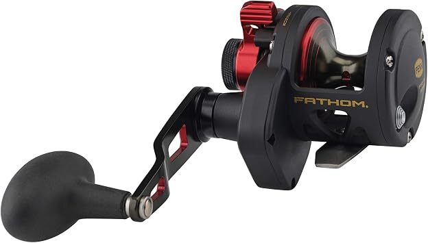 Penn Fishing Fathom Lever Drag Conventional Fishing Reel, Black Gold, 10XN (FTH10XNLD)