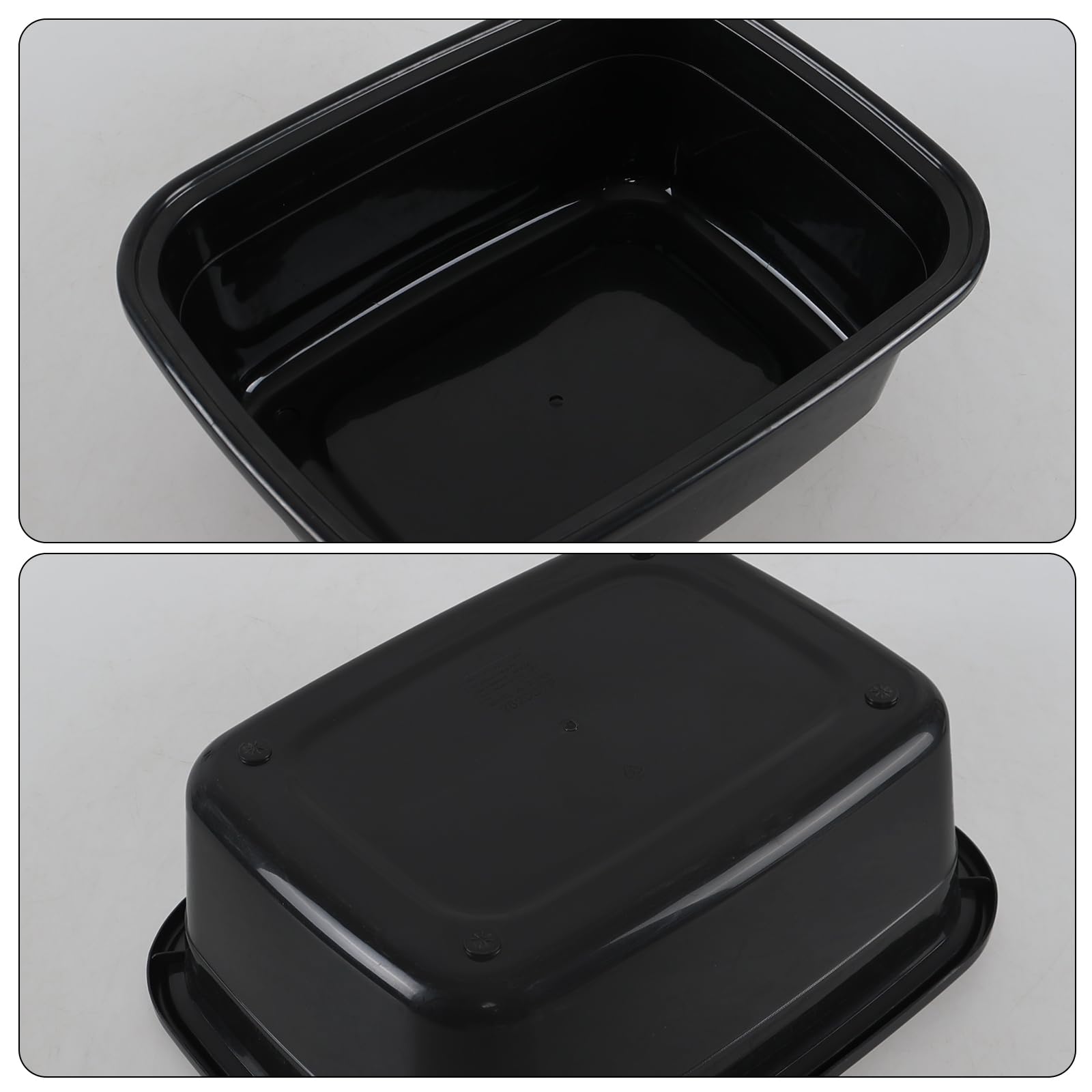 Paquete de 3 cuencos rectangulares de plástico de 15 L para fregadero de cocina, color negro
