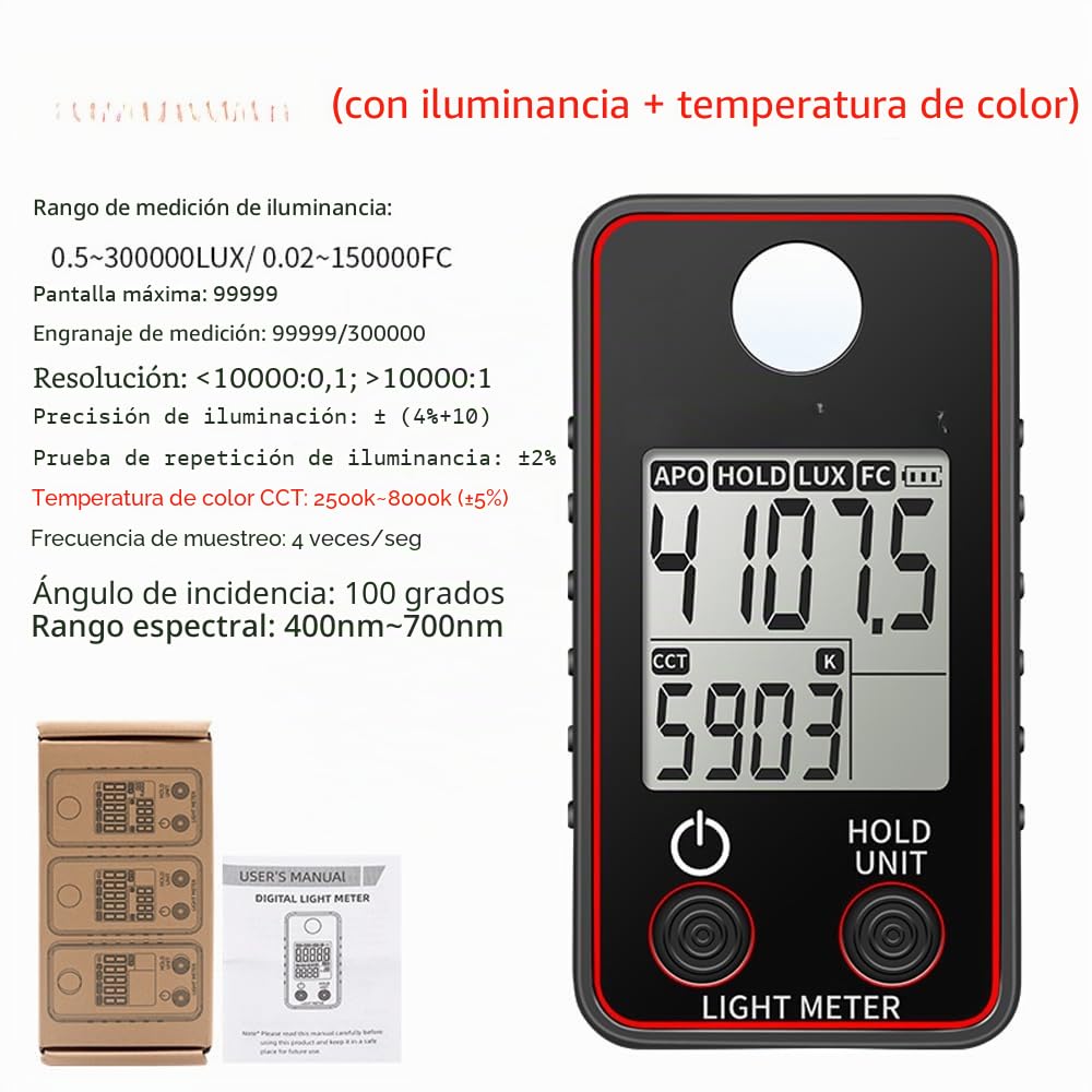 Medidor de temperatura de color, medidor de iluminación de alta precisión, 0,5-300000LUX, medidor de iluminación LED, dispositivo de medición fotográfico de luminancia