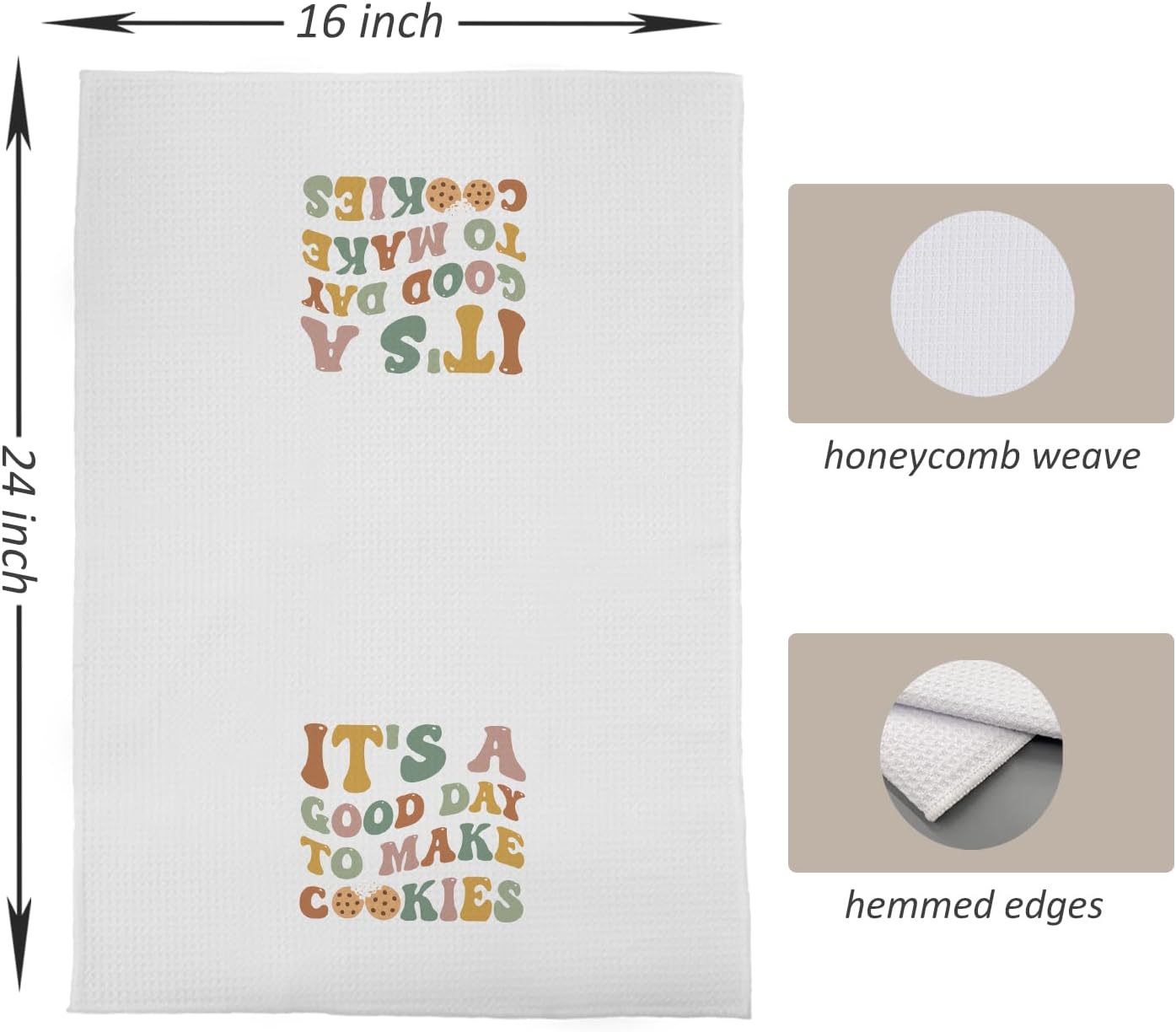 Baking Gifts Kitchen Towels, Gifts for Bakers Cookie Lovers Cooks Dish Tea Towel for Kitchen Baking, Groovy It's a Good Day to Make Cookies Hand Towels, 16x24 - Image 5