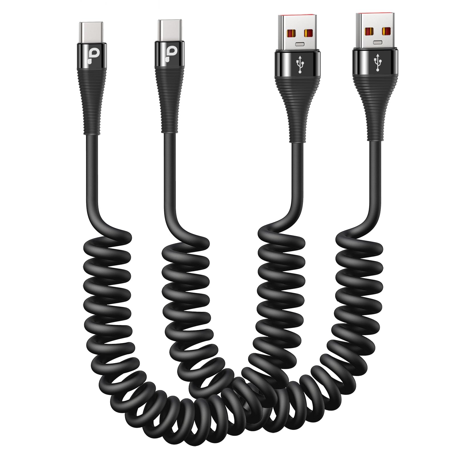 Photo 1 of USB C Cable Fast Charging, 2Pack 3ft Coiled USB A to USB C Charge Cable for Car, USB-C Charging Cord Compatible with iPhone 17/16/15/Pro Max/Plus/Samsung Galaxy S20 S10 and More Type C Devices-Black
