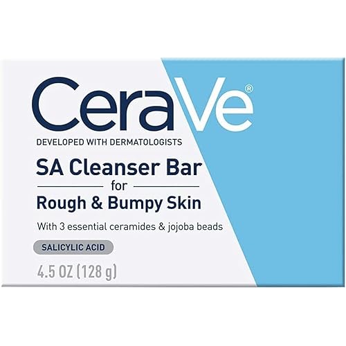 CeraVe SA Cleanser Bar for Rough & Bumpy Skin, 4.5 OZ | Soap-Free, Parabens-free, Fragrance-Free | Dual action chemical and physical exfoliation with Salicylic Acid and Jojoba Beads