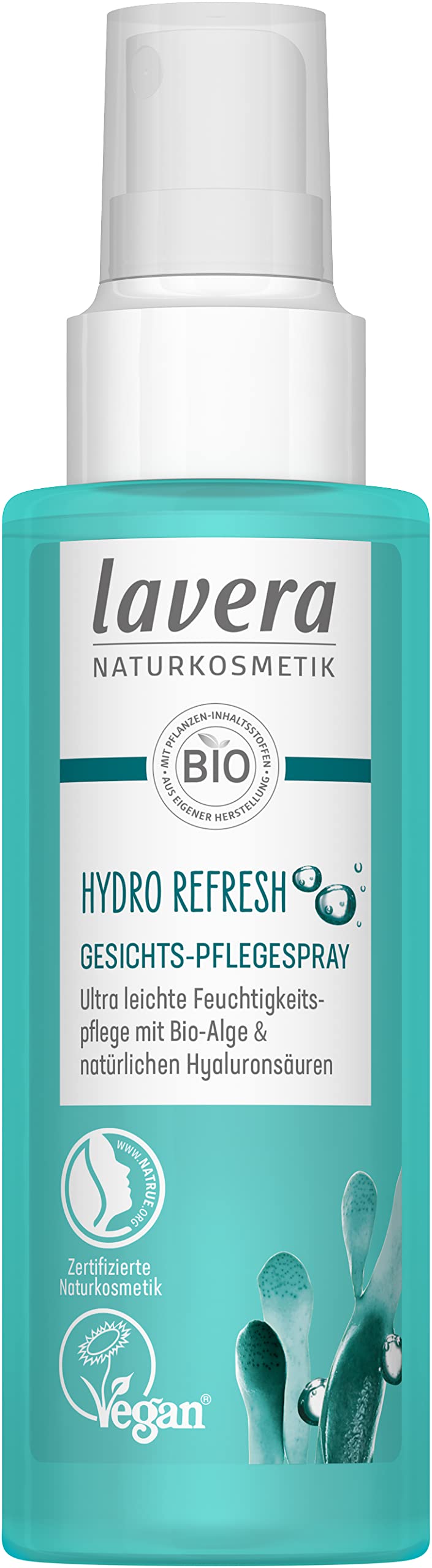 lavera Hydro Refresh Gesichtspflegespray - mit Alge und Hyaluronsäure - für ein entspanntes Hautgefühl - vegan - Naturkosmetik - 100 ml