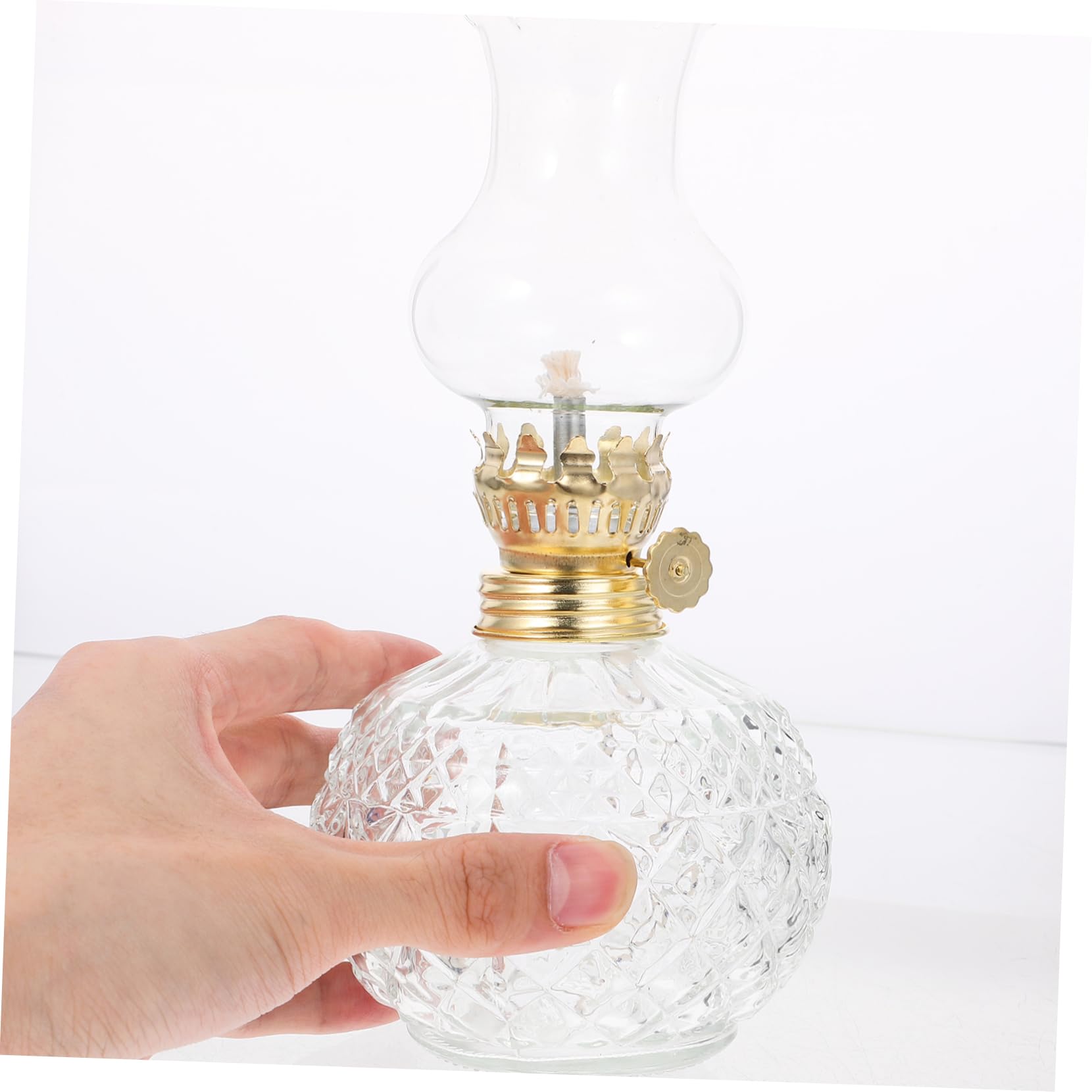 Cabilock Lampe à Pétrole Vintage en Verre Transparent 3-4 Mm Mèche, Lampe à Huile Décorative pour Intérieur et Extérieur, Lumière D'Urgence pour Camping et Décoration, Lanterne Portable Élégante