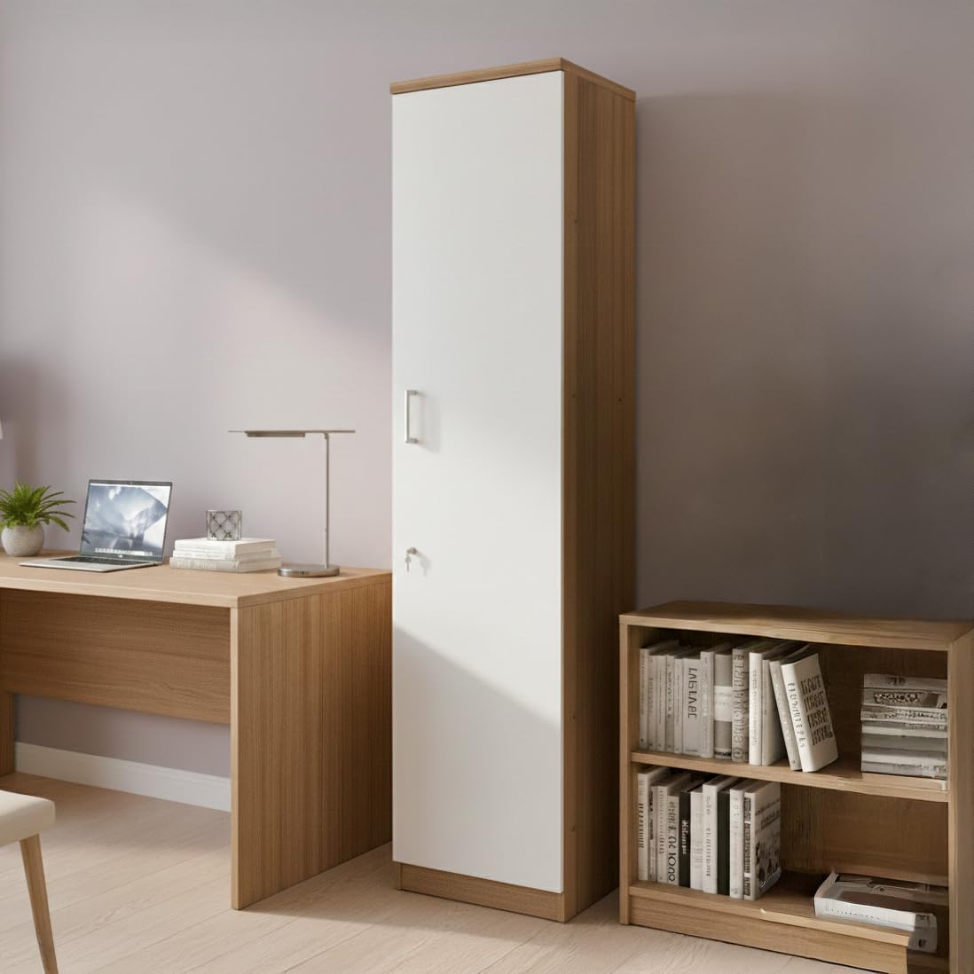 NEUDOT Tesla Engineered Wood Close Book Shelf (Finish Color - Leon Teak, Knock Down)-image-47