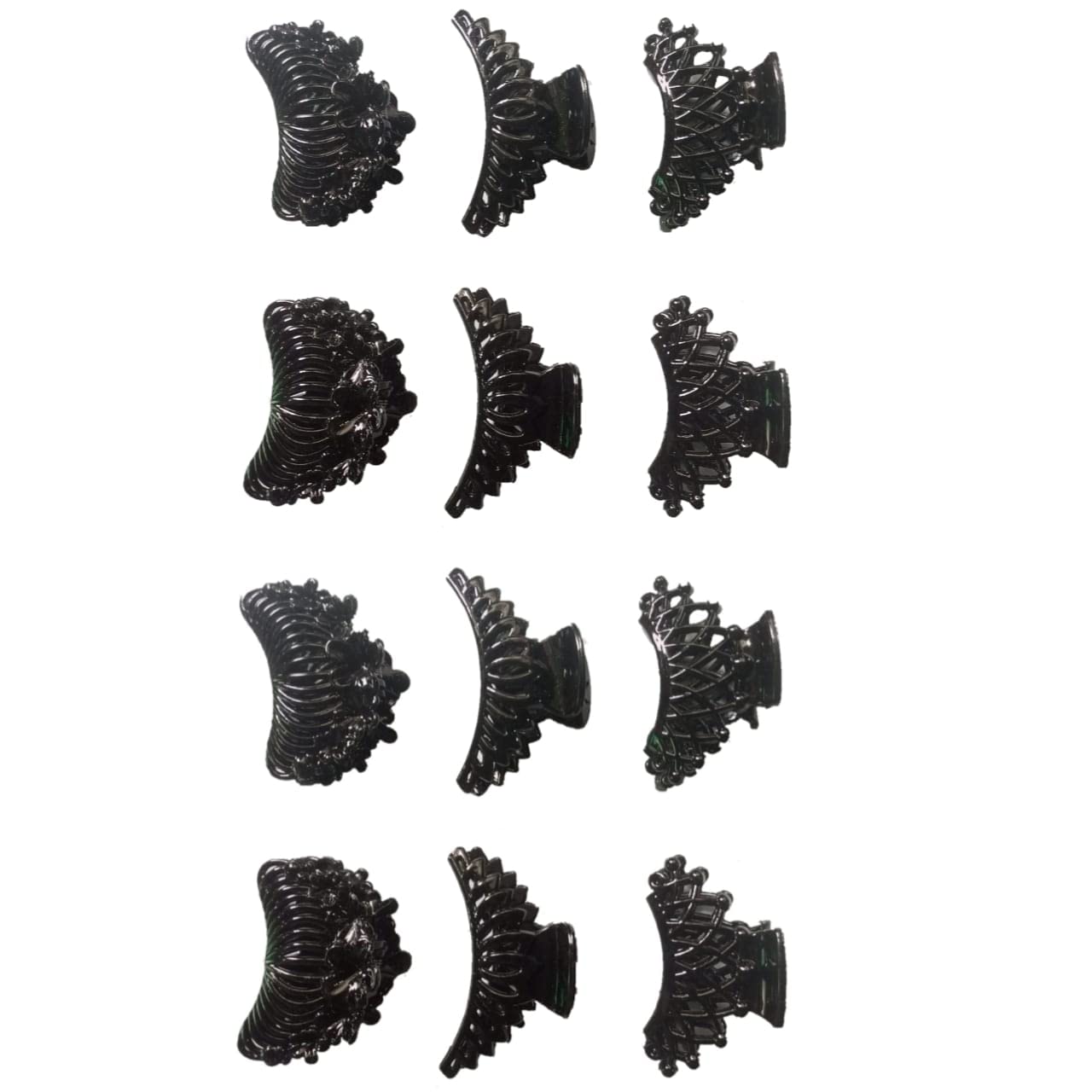 ZintalicLooks Like Fashion Black (013B) multi Shaps Clutches Daily Use for Women Hair Clutch/Claws/Clips, Pack of 12 Pcs