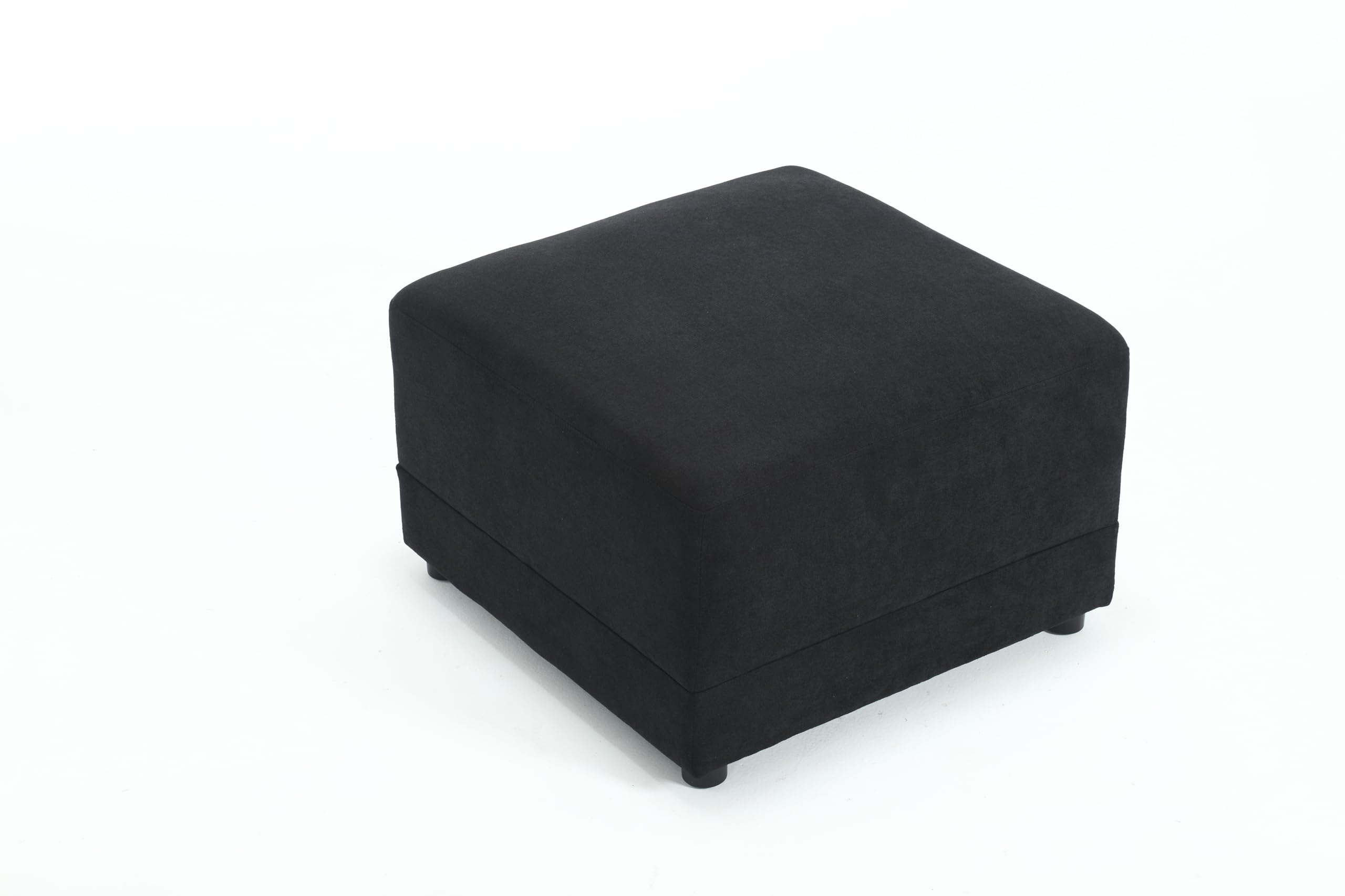 Morden Fort Ottoman Foot Rest for Sectional Couch Modular Sectional Sofa DIY [No Latch Fixing] Comfy Ottoman for Bedroom Living Room Sofa Couch Floor Ottoman Sturdy Backrest - Square Ottoman (Black)