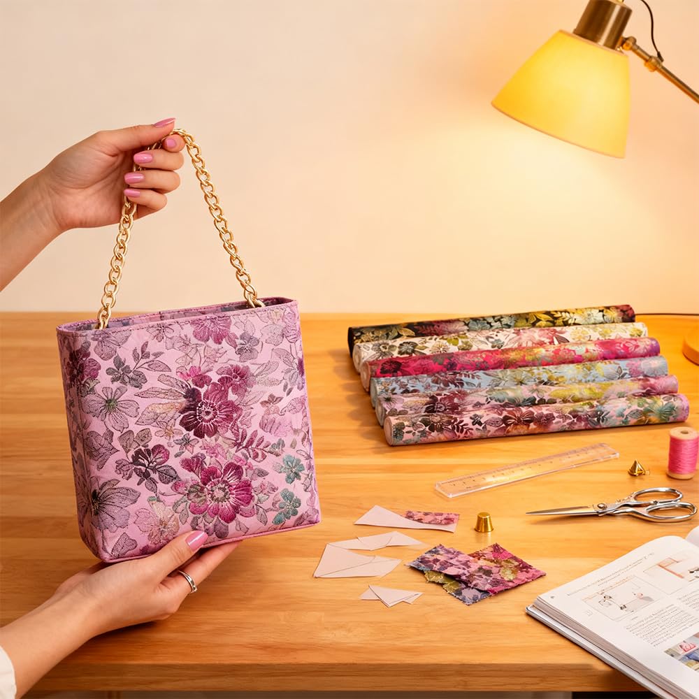 Tela de piel sintética floral colorida de 16 x 54 pulgadas para manualidades, tela sintética de piel sintética estampada para estuche de maquillaje, bolsos, bolsos, proyectos de reparación de