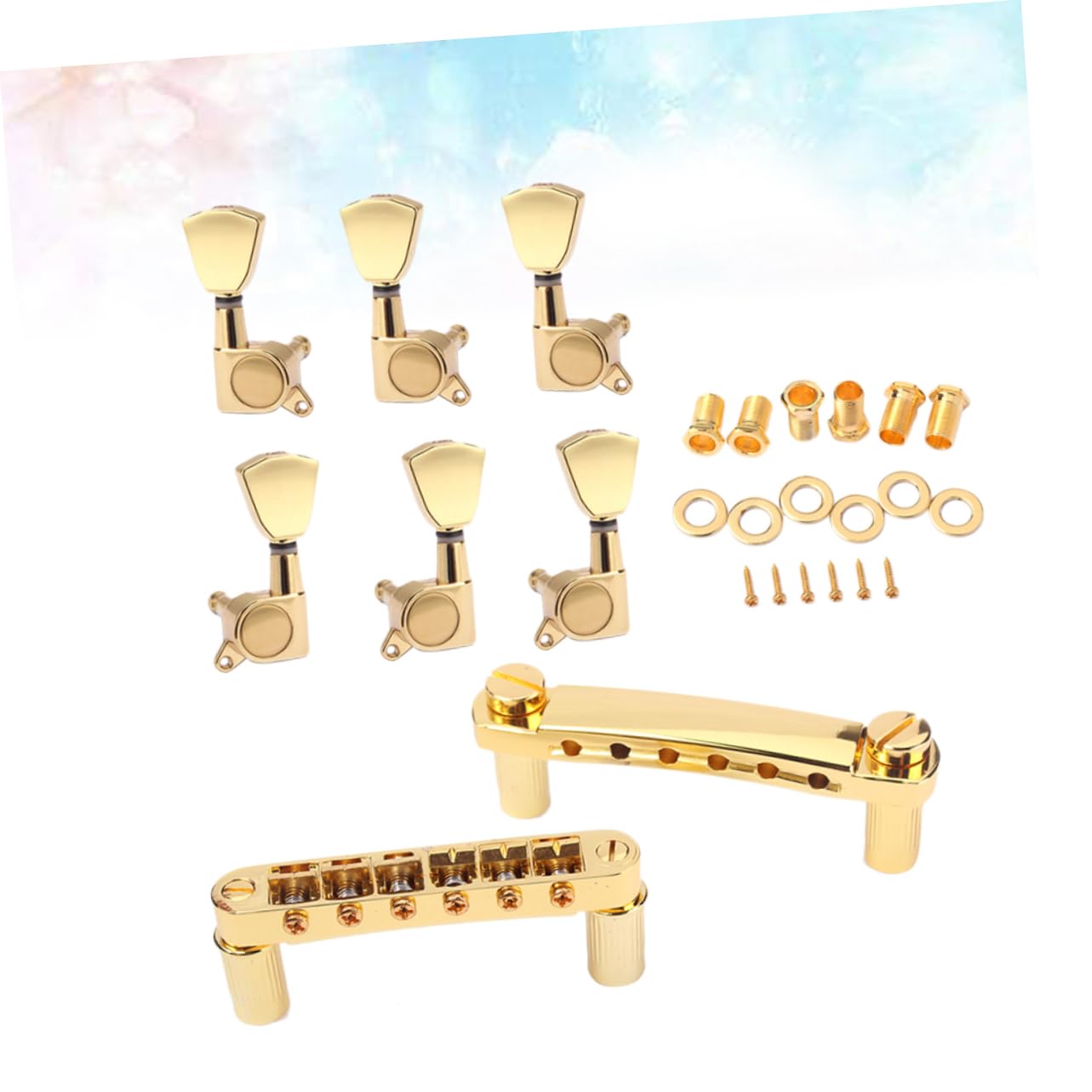 Goldener Gitarrensteg mit 3 Linken und 3 Rechten Stimmwirbeln für Ukulele und E-gitarre