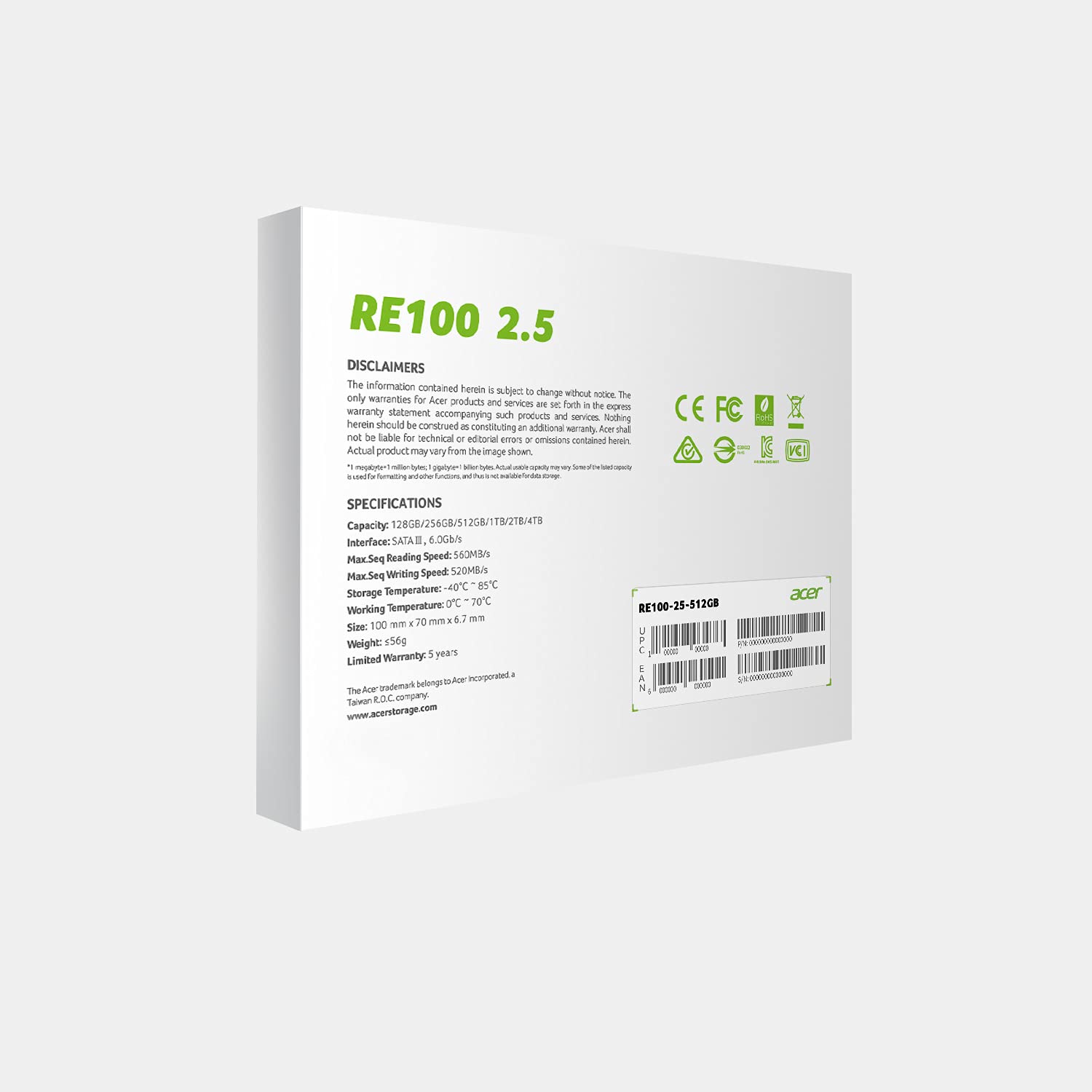 SSD Acer RE100 2,5 512GB
