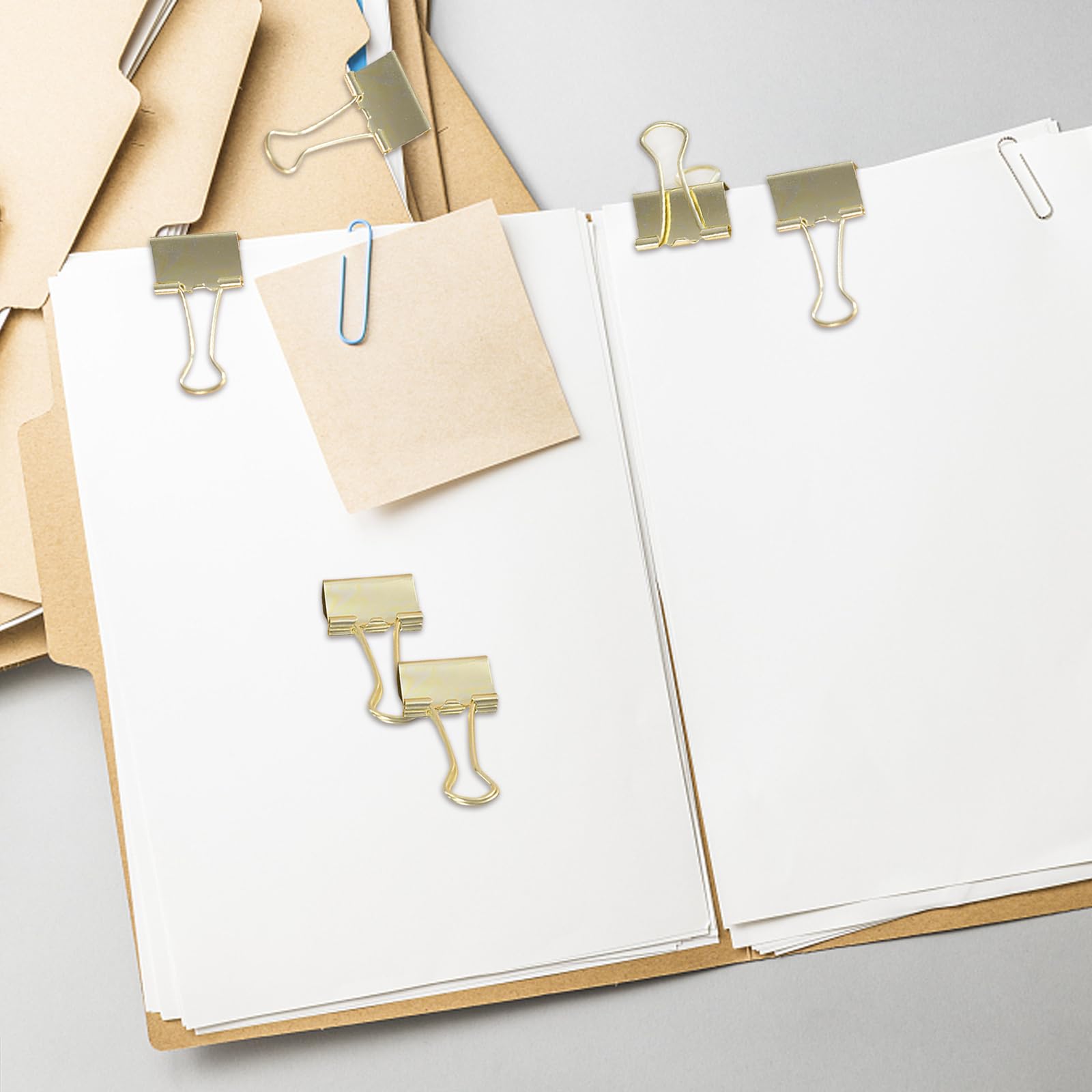 Durdiiy 30Pcs Binder Clips 25mm Gold Metal Foldback Clips File Document Money Papper Bulldog Clips Stationary Clamps for Office School Home Kitchen Shops Supplies - Image 4
