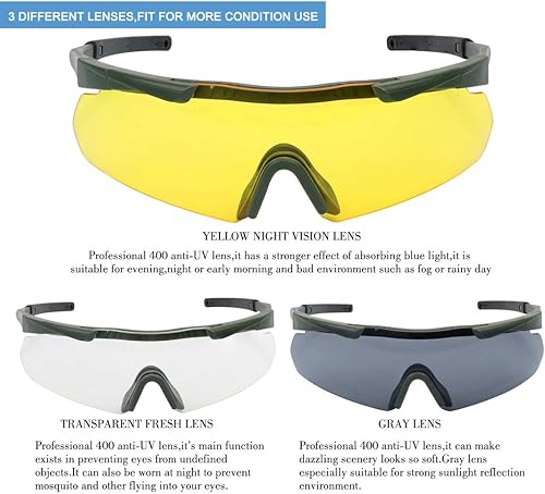 Miniatura 2 de xaegistac - Lentes tácticos para exteriores, unisex, con tres lentes intercambiables