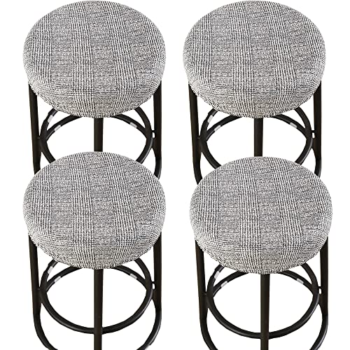 Stool Covers Round,4 Pack Stretch Round Bar Stool Covers Washable Bar Stool Seat Covers Stool Cushion Slipcover Elastic Bar Chair Covers for 13-20 Inch Chair (Light Gray)