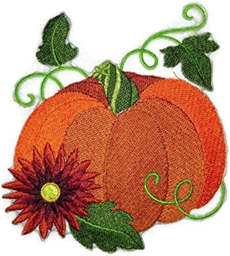 BeyondVision Custom and Unique Autumn Elegance Pumpkin Embroidered Iron on/Sew Patch [3.51" *3.89"] [Made in USA]