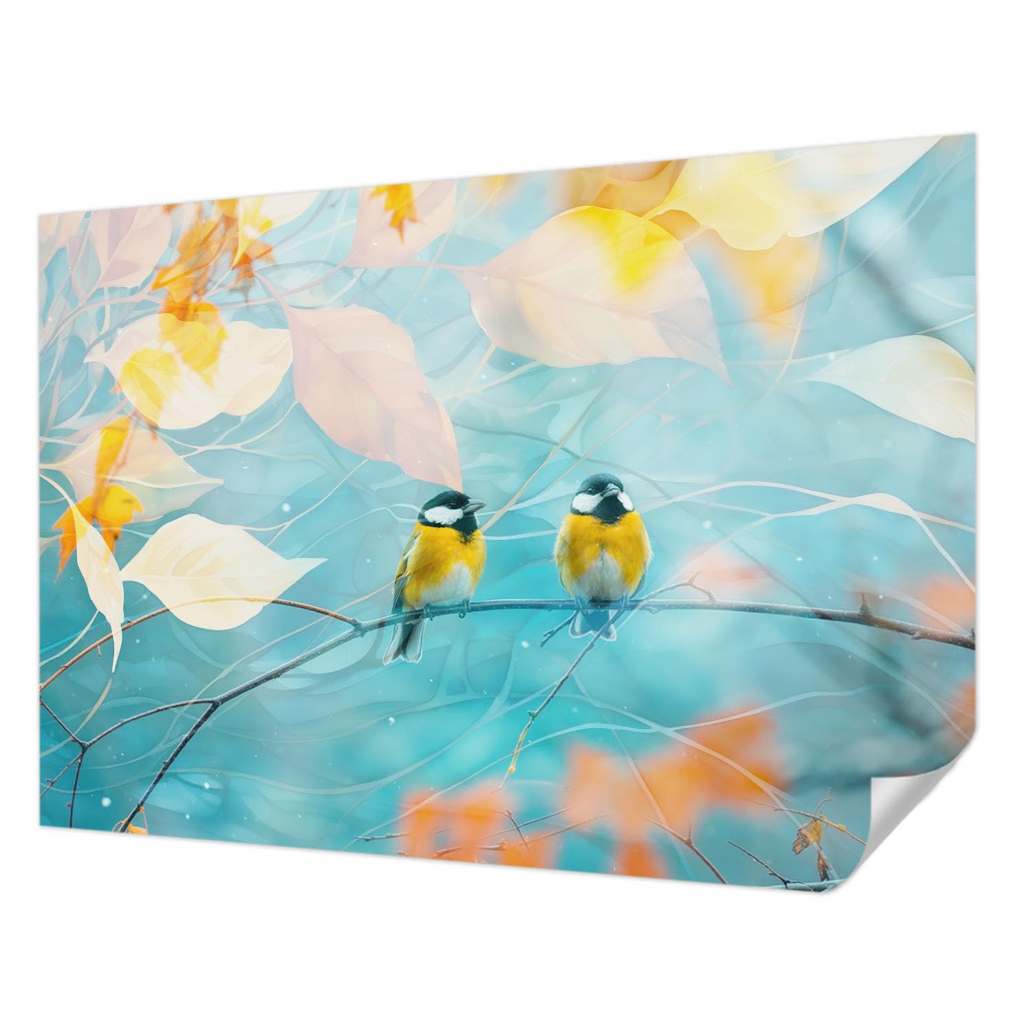 Décor mural adhésif résistant aux taches motif oiseaux 208x146 cm