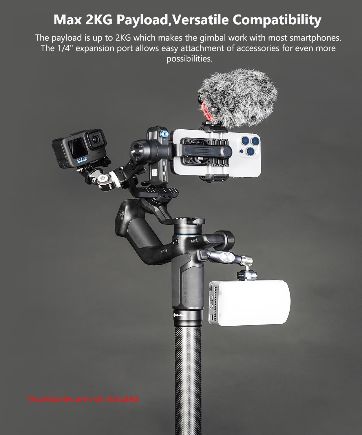 FeiyuTech Scorp Mini 3 Stabilizzatore Gimbal per iPhone Android a 3 assi con Tracciamento AI Incorporato, Carico Utile di 2KG, Ventola di Raffreddamento e Design Dell'impugnatura, Touch Screen