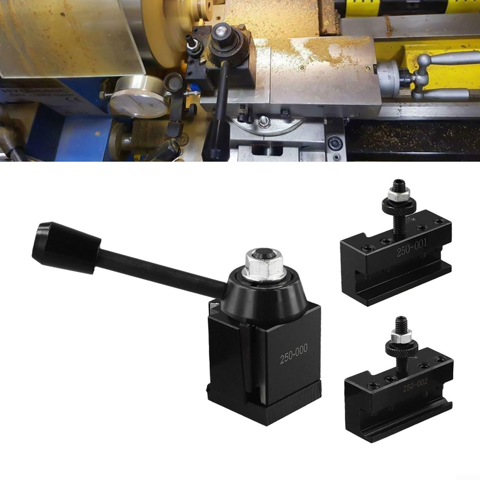 3-teiliges Drehmaschine Werkzeug Pfostenhalter Set mit Keiltyp Schnellwechselsystem für Metallbearbeitungsmaschine