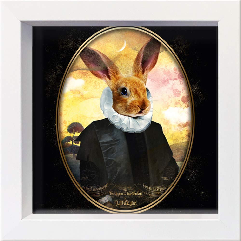 International Graphics - Framed Postcard - André, Sanchez - ''Reverend Cookie''- 16 x 16 cm - Frame available in 4 colours - Frame Color: White - Series LUNA