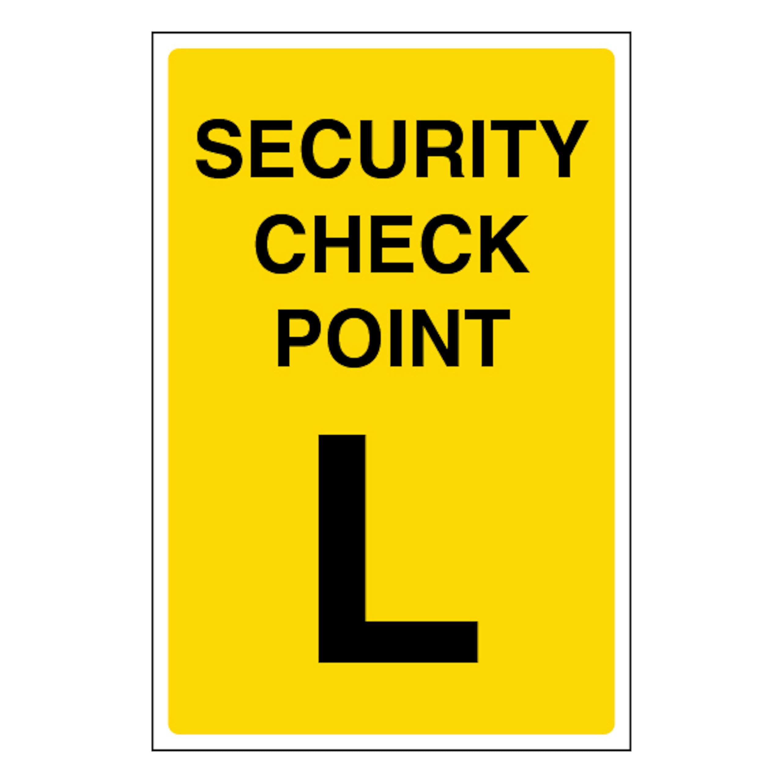 V Safety Security Check Point L 100 x 150 mm - Glow In The Dark 1mm Rigid Plastic
