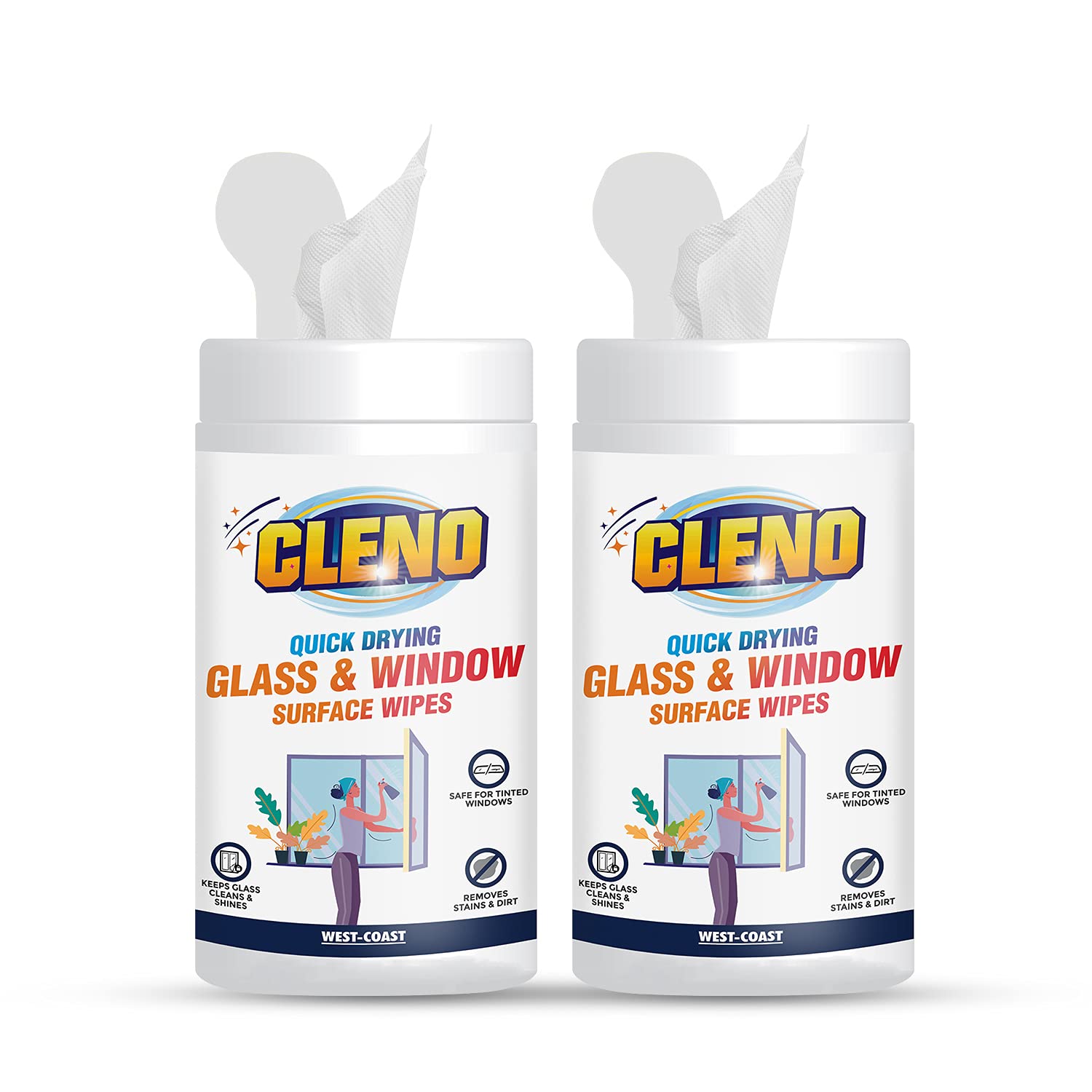 Cleno Window Glass Cleaner | Mirror Cleaner | Disposable Glass Wipes for Home Furniture, Cars, Mirrors, Tinted Windows, Ammonia & Tint Free - 50 Wipes (Pack of 2) (Ready to Use) (B09BR754JF) Amazon Price History, Amazon Price Tracker