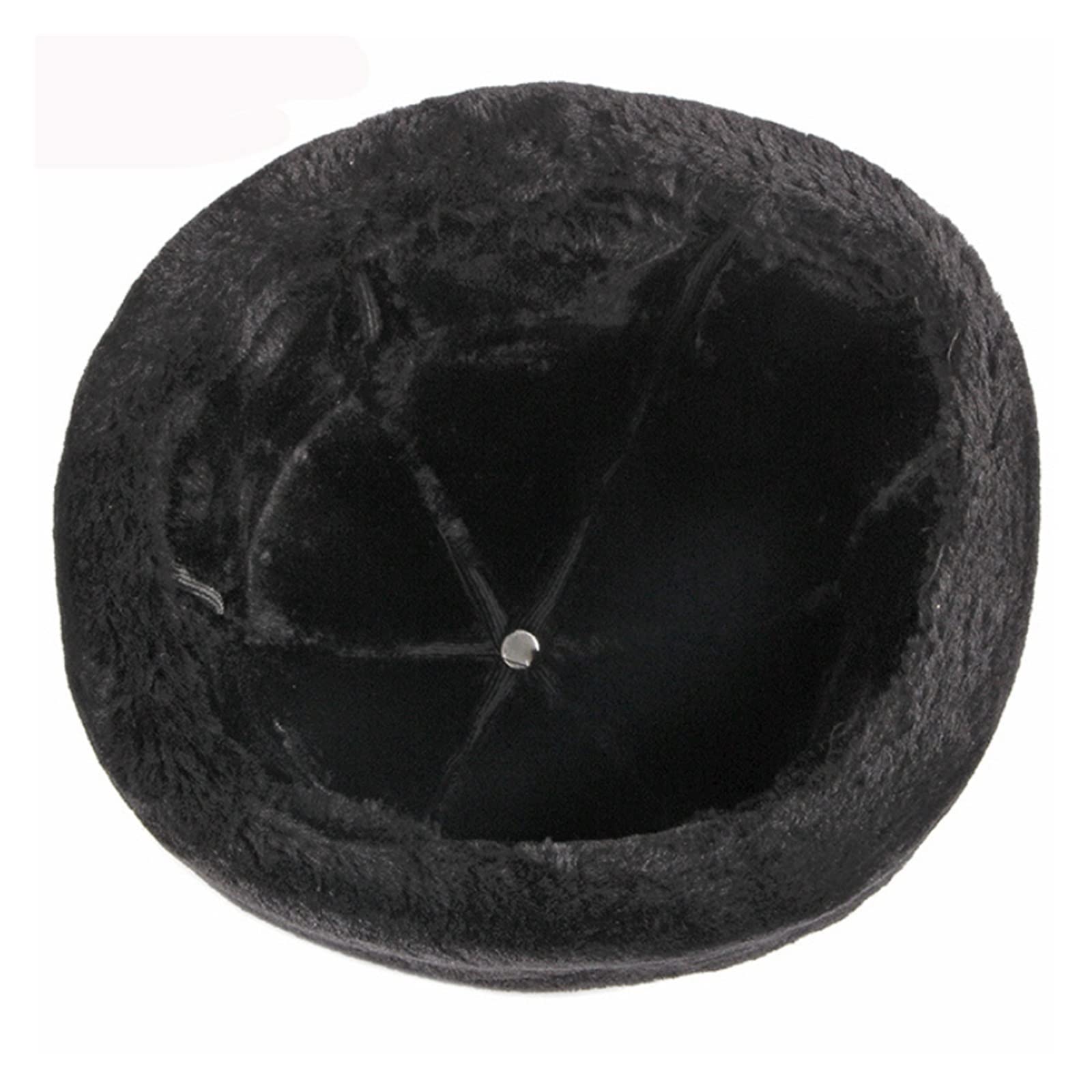 Gruba ciepła czapka zimowa Męska czarna czapka z podszewką z wełny (Color : Black, Hat Size : 58-59cm)