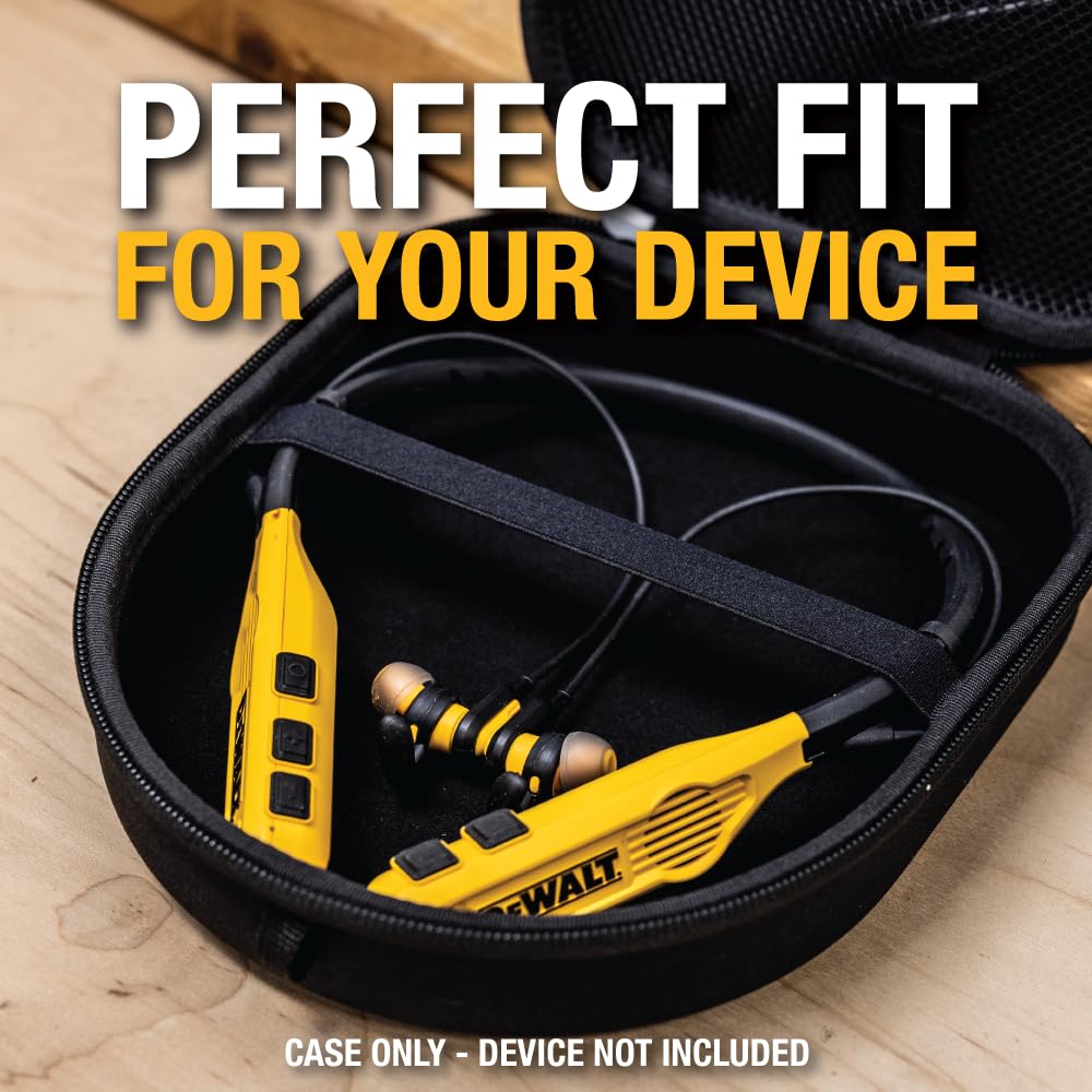 DEWALT Custodia protettiva per cuffie Pro Max, compatta e leggera, con custodia rigida in EVA, antiurto, impermeabile, interno morbido e tasca per accessori