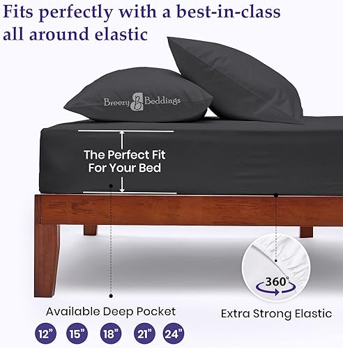 Miniatura 5 de Juego de sábanas de 4 piezas de 4 piezas de 1000 hilos, tamaño XL, 100 % algodón egipcio, tamaño hotel, de lujo, se adapta a colchones de hasta 18