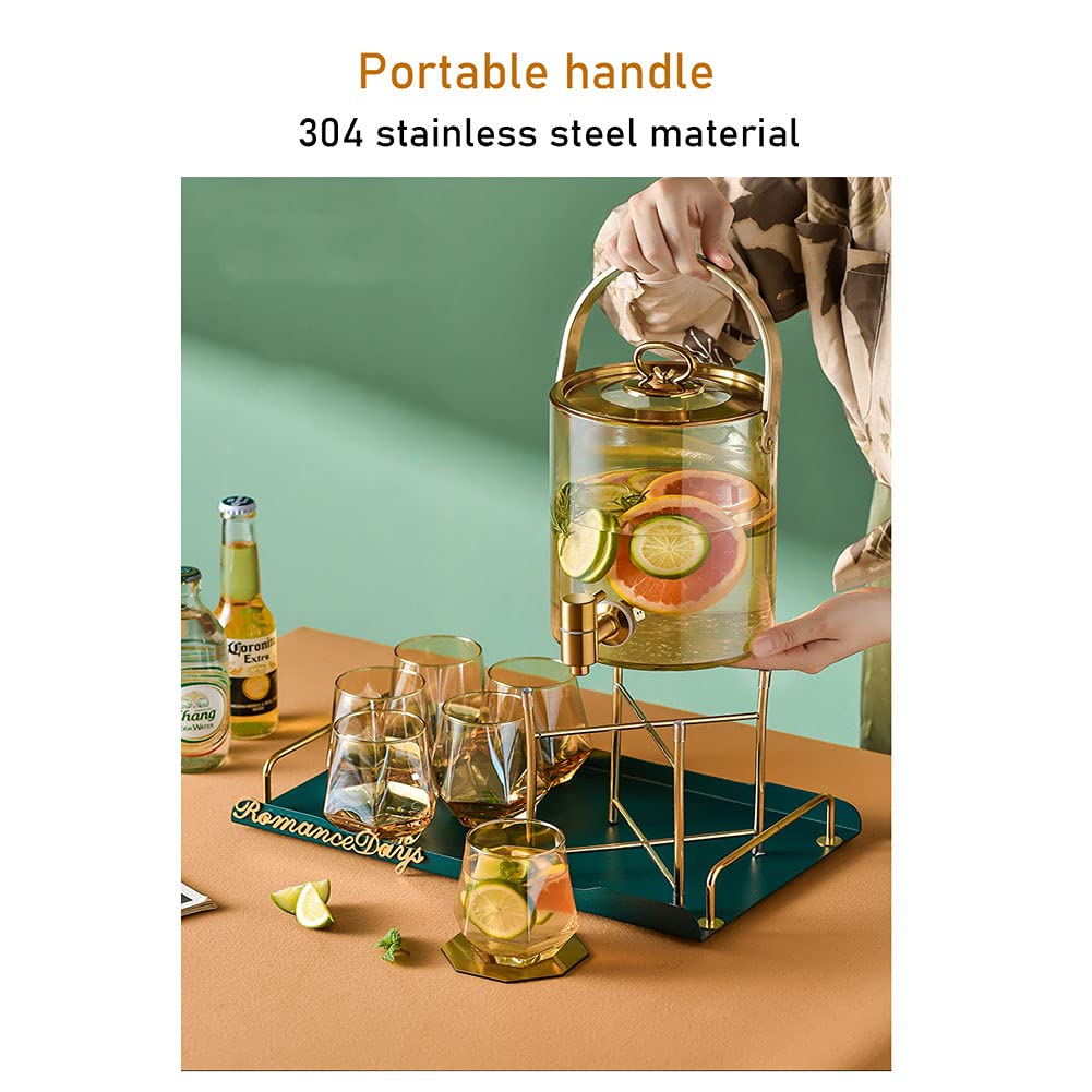 Getränkespender Fass-Getränkespender mit Ständer, Getränkespender mit Wasserhahn, Glasgefäß, Getränkespender für Cocktails, Saft, Wasser, hohe Temperatur