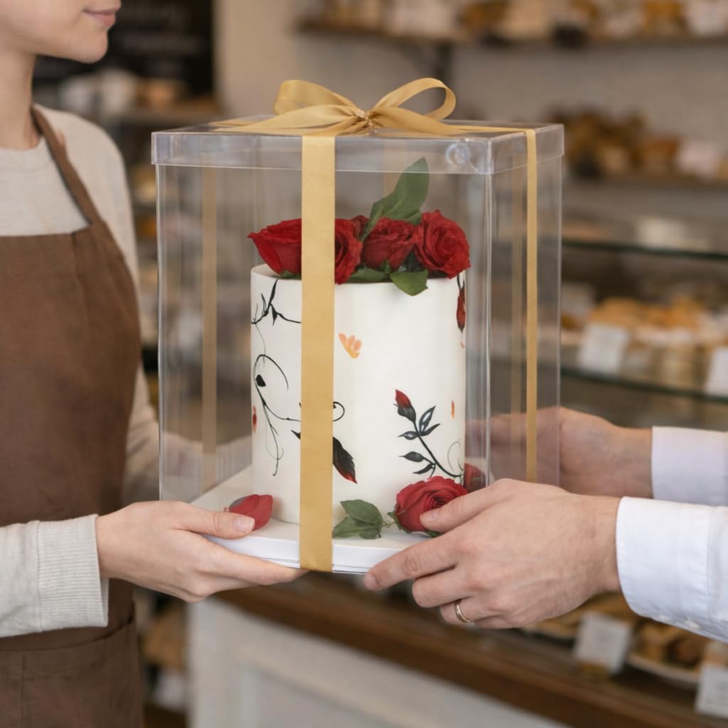 Clear Cake Box - Tall Square with Lid -6