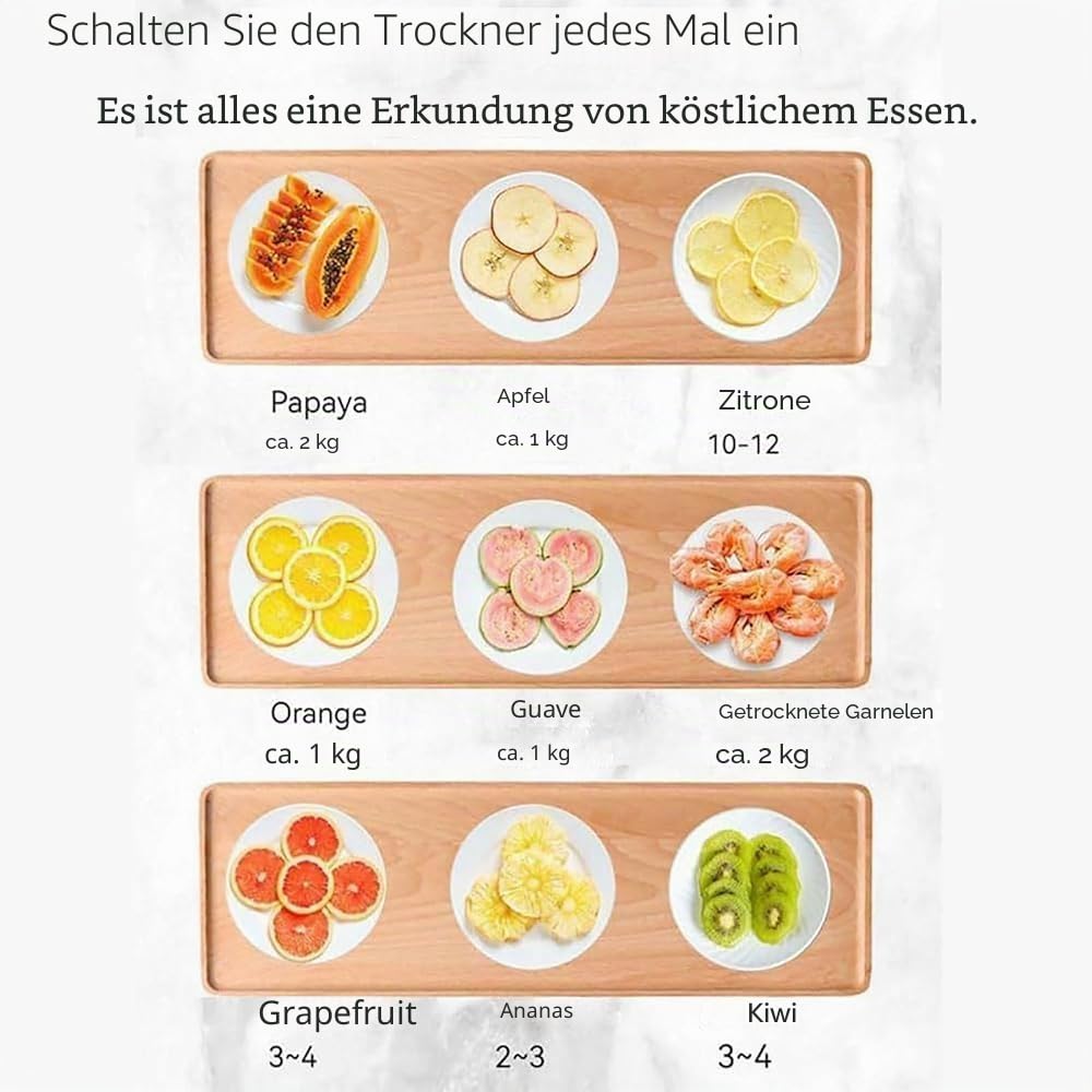 Gefrier-Trockner für Lebensmittel - Multifunktionaler Luft-Trockner für Snacks, Fleisch, Obst, Gemüse & Meeresfrüchte - Intelligente Heim-Getrocknete-Früchte-Maschine