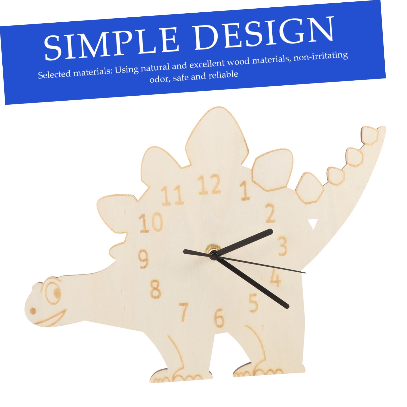 Angoily Silent Wooden Dinosaur Clock Boys and Girls' Room Decor Noiseless Bedroom Wall Clock 8-inch Cartoon Timepiece Safe Material