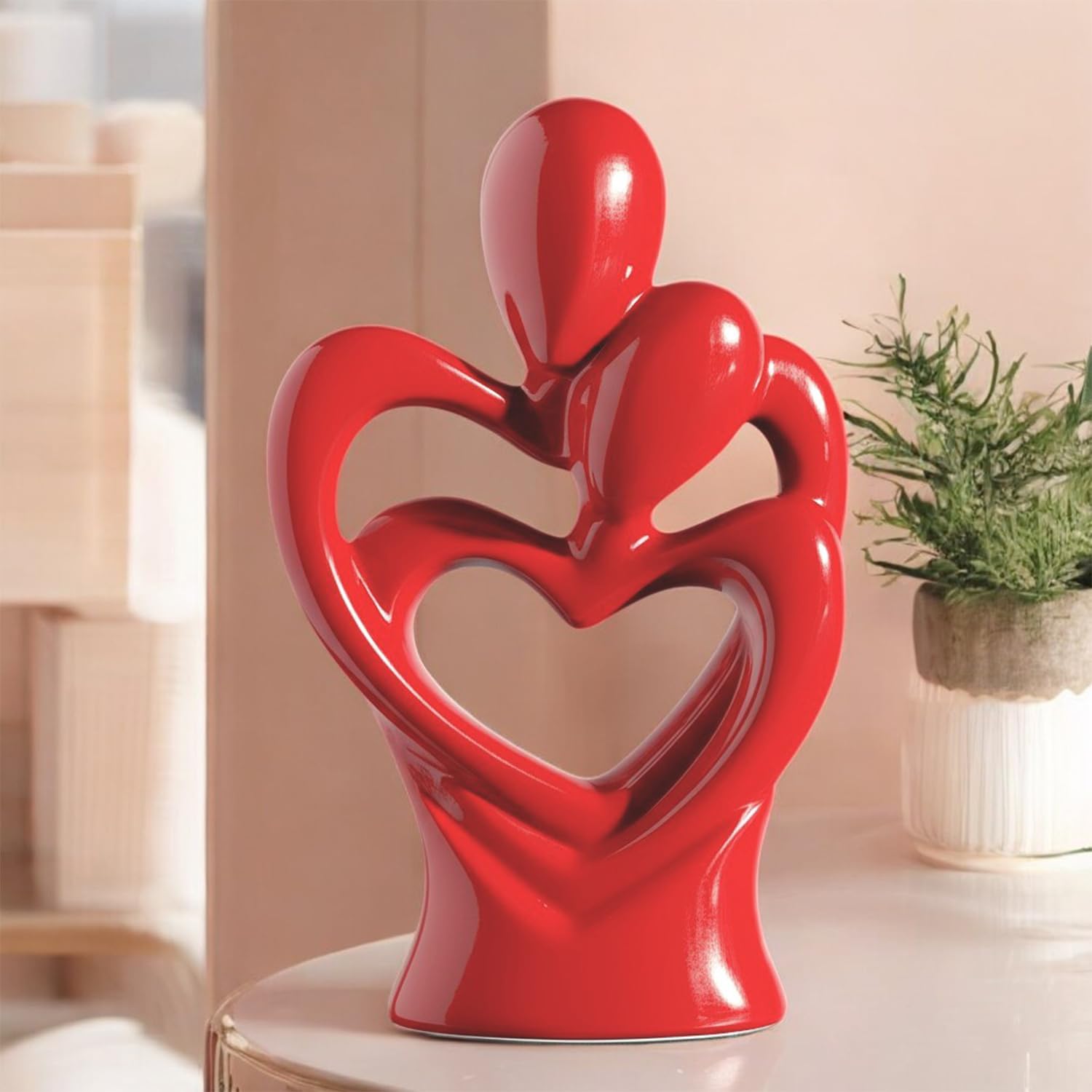 Hugging Couple Sculpture - Romantic Ceramic Figurine -12