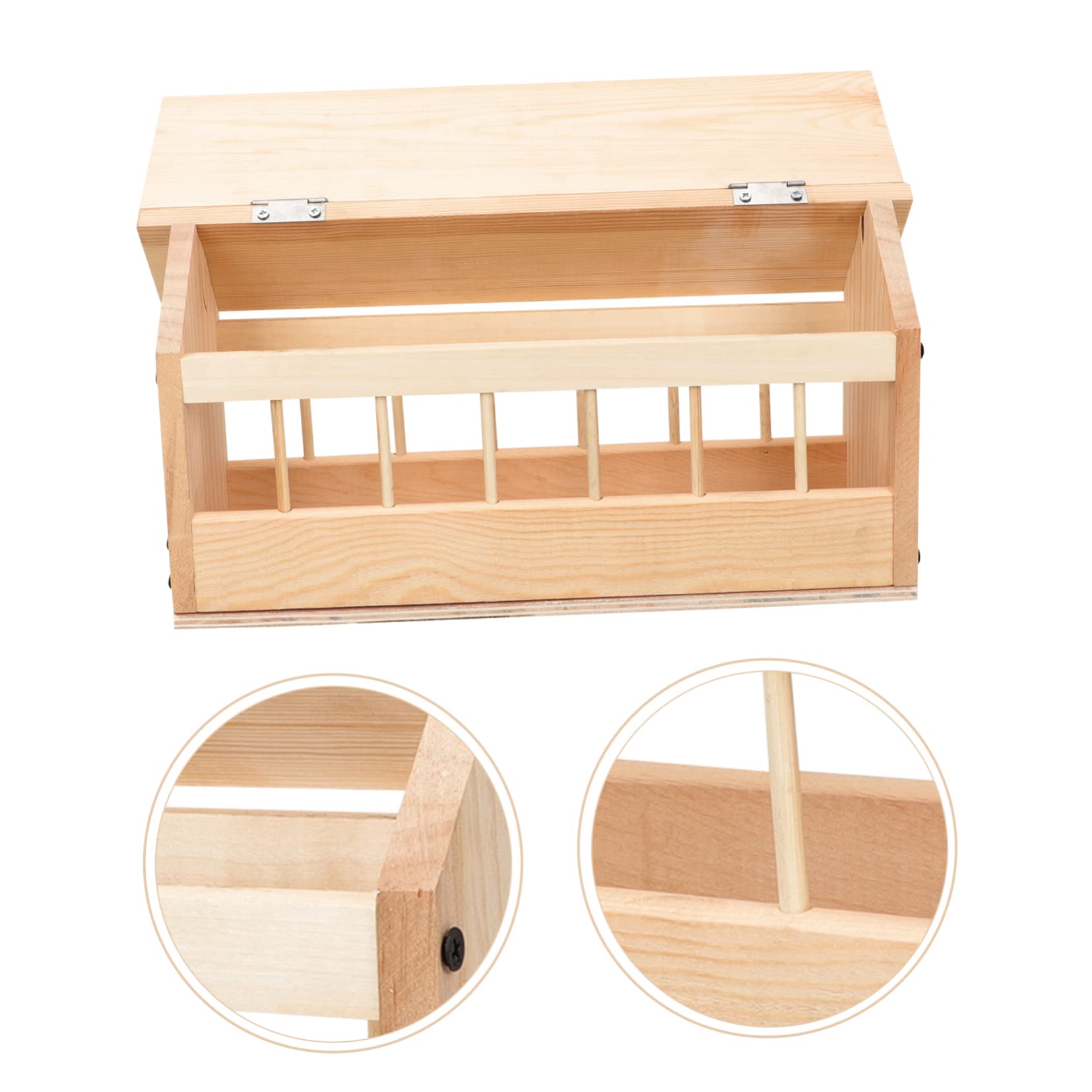 BESPORTBLE Mangiatoia per Piccioni Multi-slot in Legno Mangiatoia per Uccelli da Esterno Tetto Apribile Pratica e Duratura per Pappagallini Ondulati Canarini e Altri Uccelli Piccoli