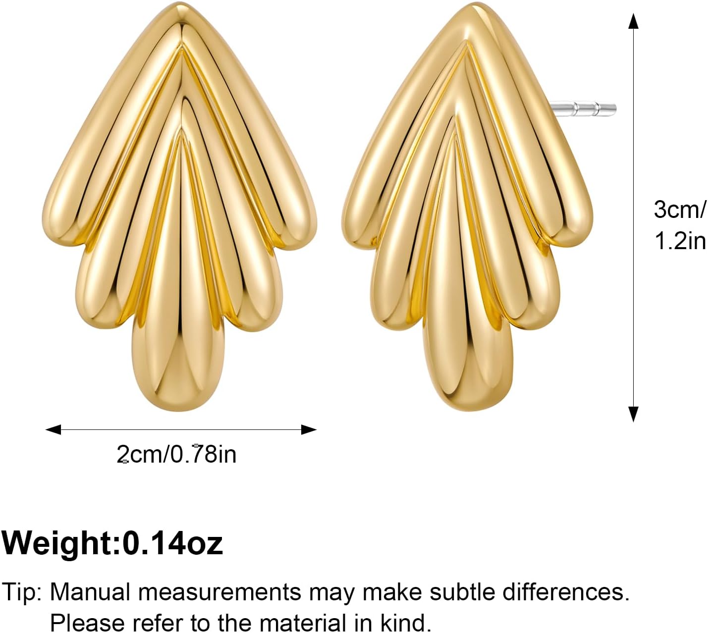 MUYAN Chunky Gold Textured Earrings for Women Trendy Minimalist Large Chunky Studs Fashion Jewelry - Image 6