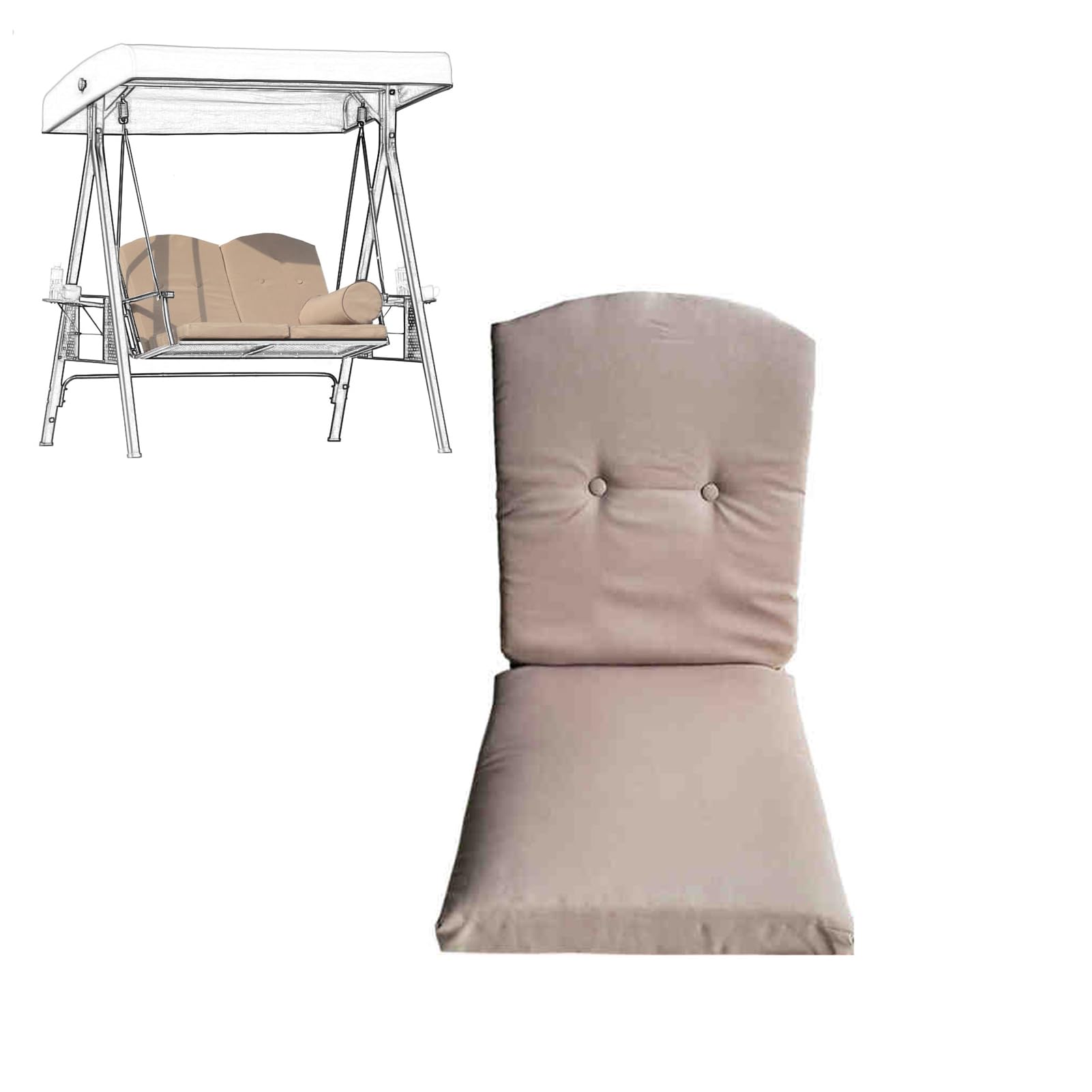 Coussin de rechange pour balancelle d'extérieur kaki pour terrasse