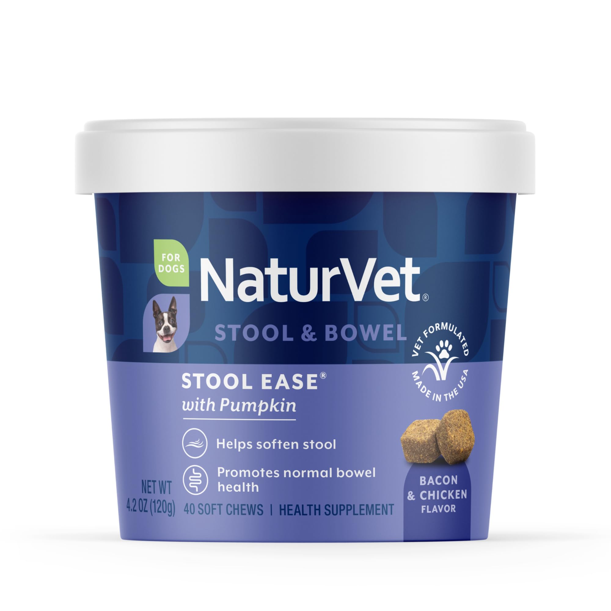 NaturVet STOOL EASE Soft Chew Softener Bowel Movement Dogs CUP - 40 ct
