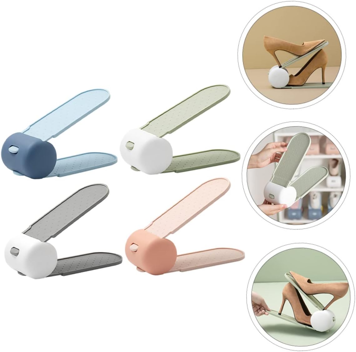 4pcs Double Layer Entryway Shoes Cabinet Adjustable Gear Position Footwear Storage Rack