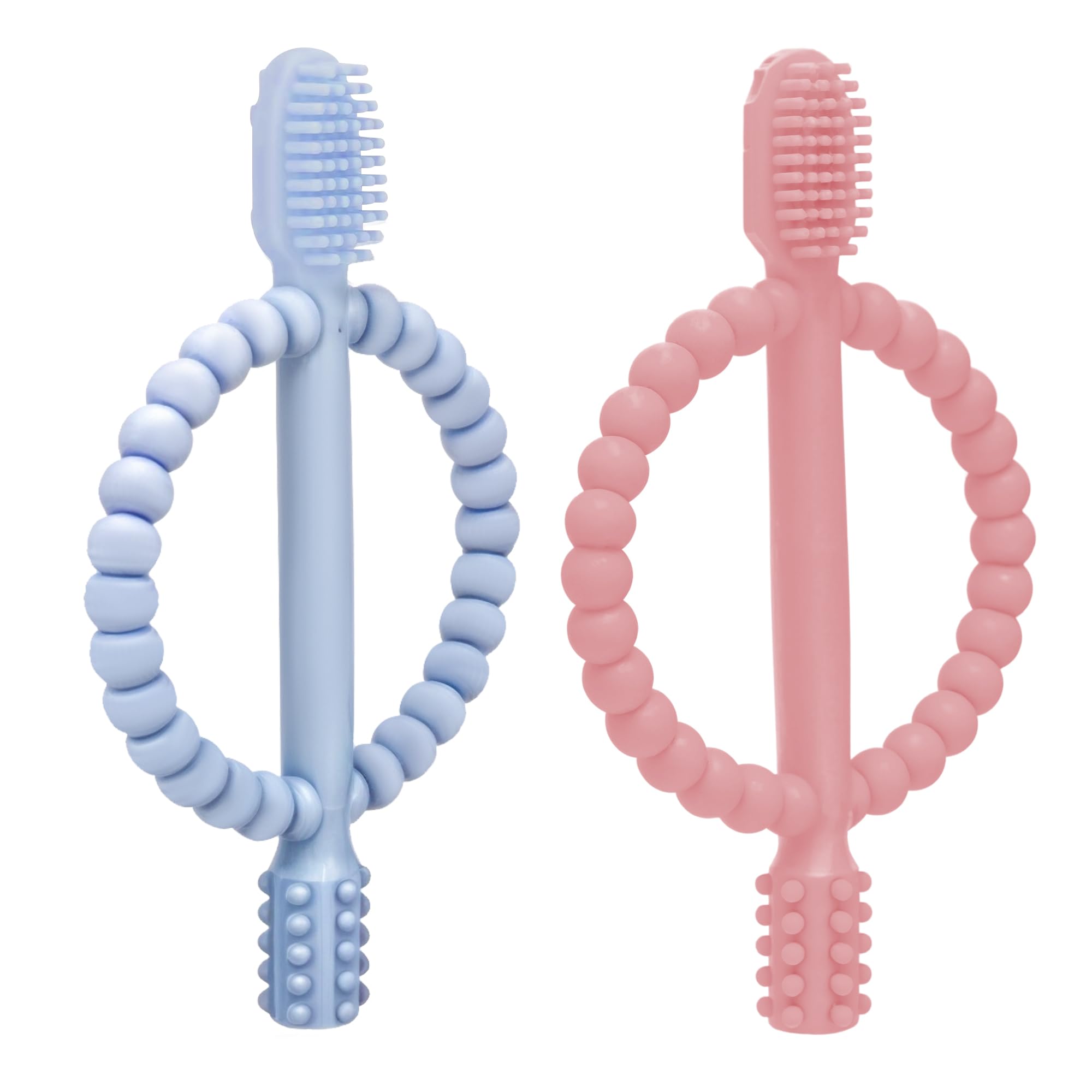 Homes and Closets Pack of 2 Baby Teether Toys for 0-18 Months | BPA-Free Food Grade Silicone Teething Toys | Pain Relief for Babies, Infants, Toddlers | Boys & Girls | Baby Toothbrush