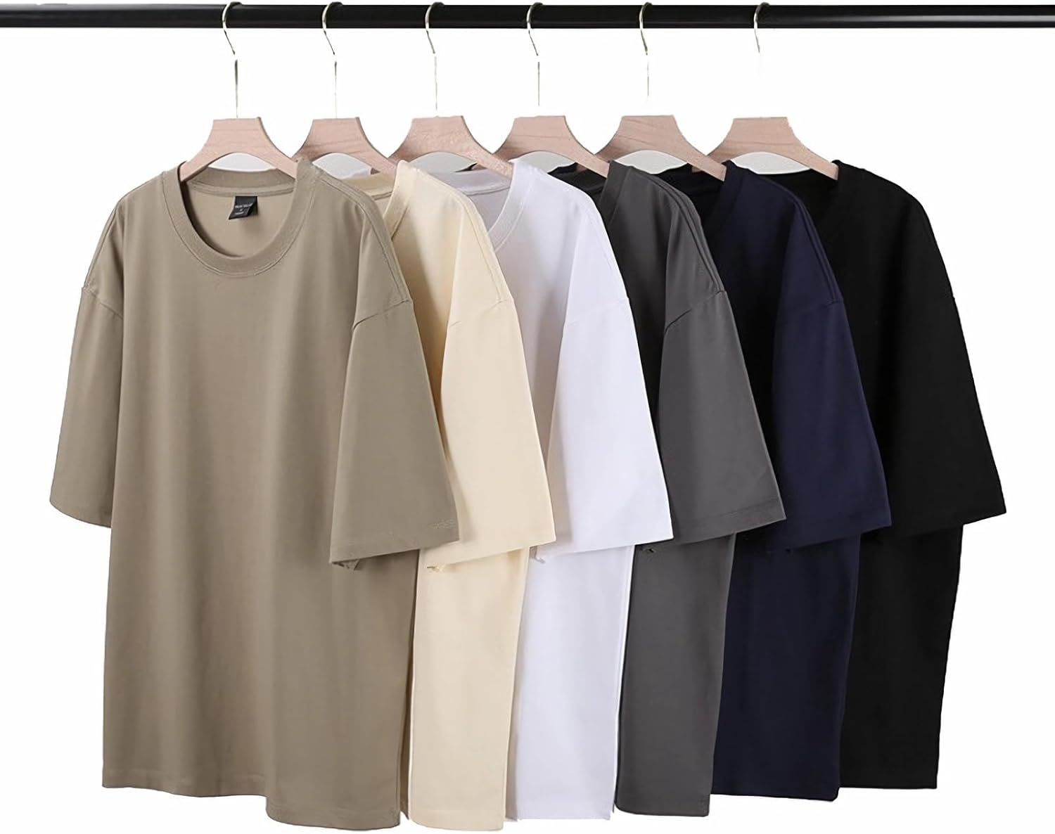 Mens Heavy T Shirt 240gsm Cotton Tee Athletic Workout Relaxed Fit Gym Shirts Oversized Tops
