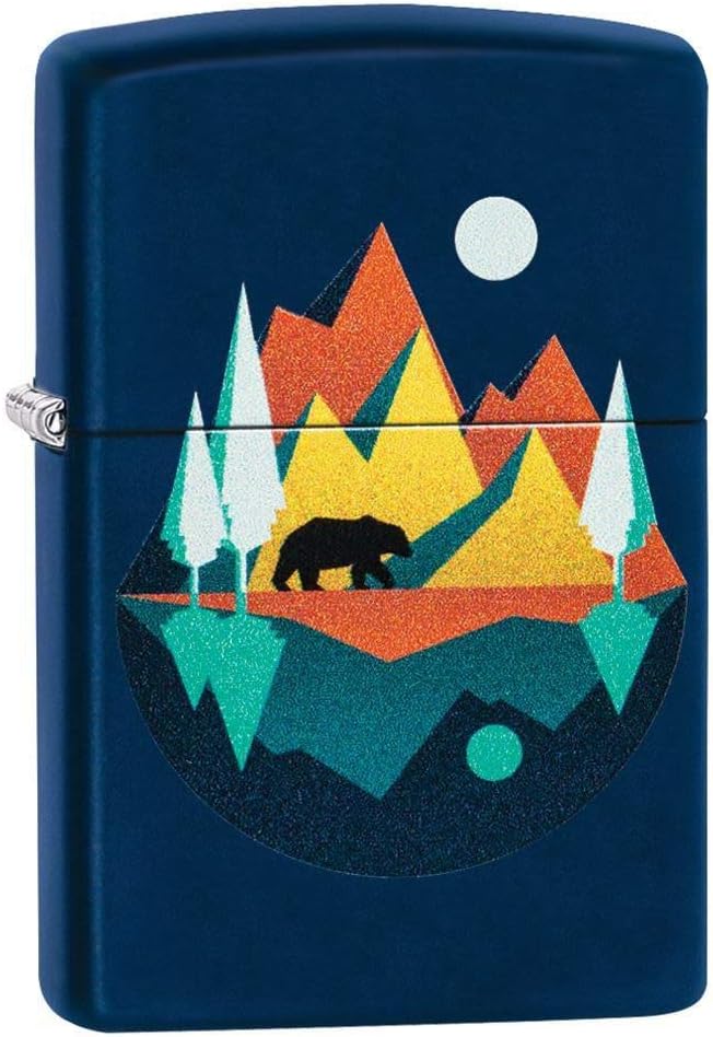 Zippo Geometric Bear and Mountains Design Pocket Lighter