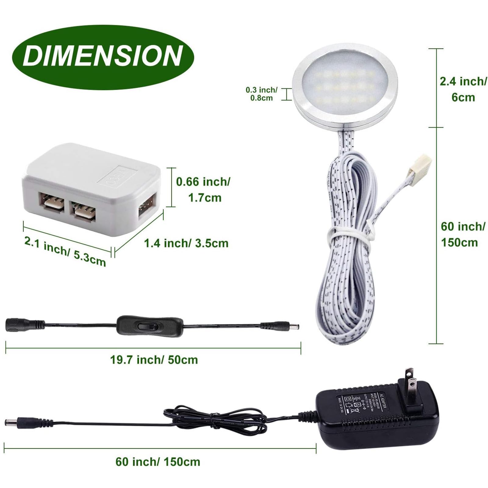 AIBOO Lampada da incasso RGB da cucina a LED con telecomando, rotonda, per armadio, dimmerabile, per vetrine, TV, scaffali, armadio, camera da letto, sala giochi (4)
