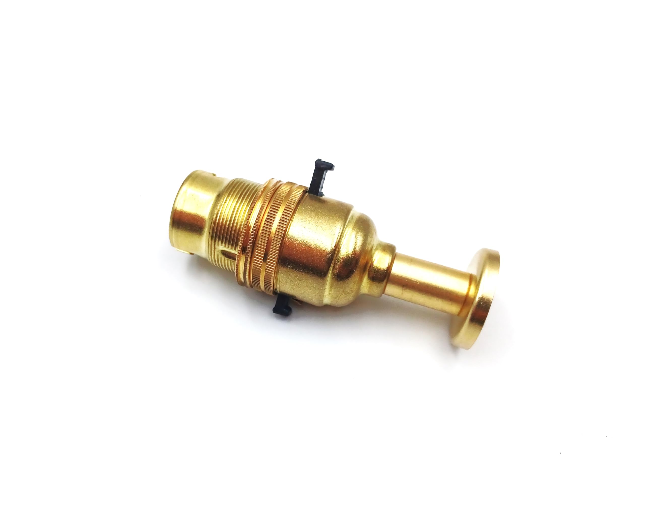 Switched Pedestal Lamp Holder B22 Brass Choice of Height (Medium 85mm)