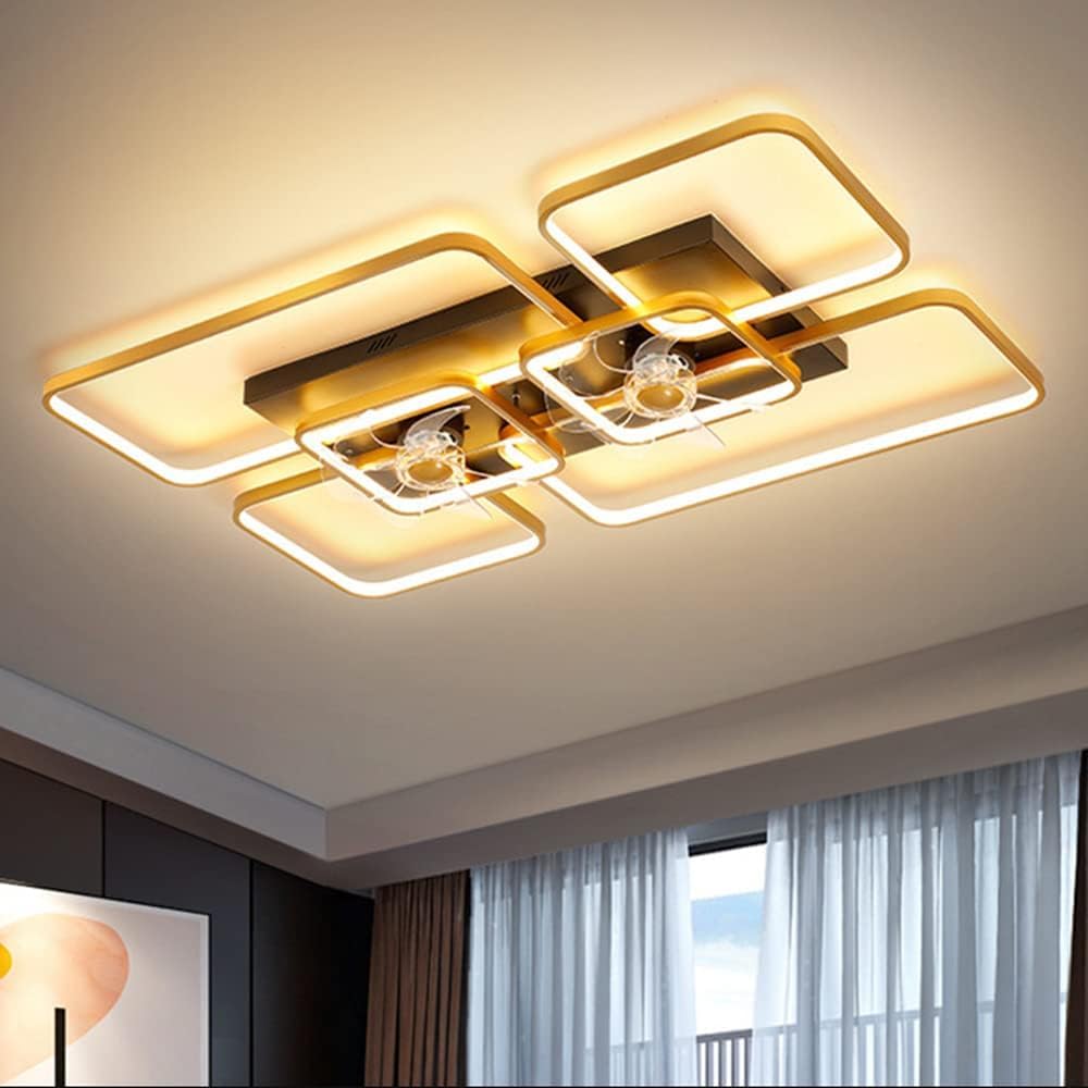 Ventilateur plafonnier avec télécommande et éclairage LED moderne pour réguler l'air du salon