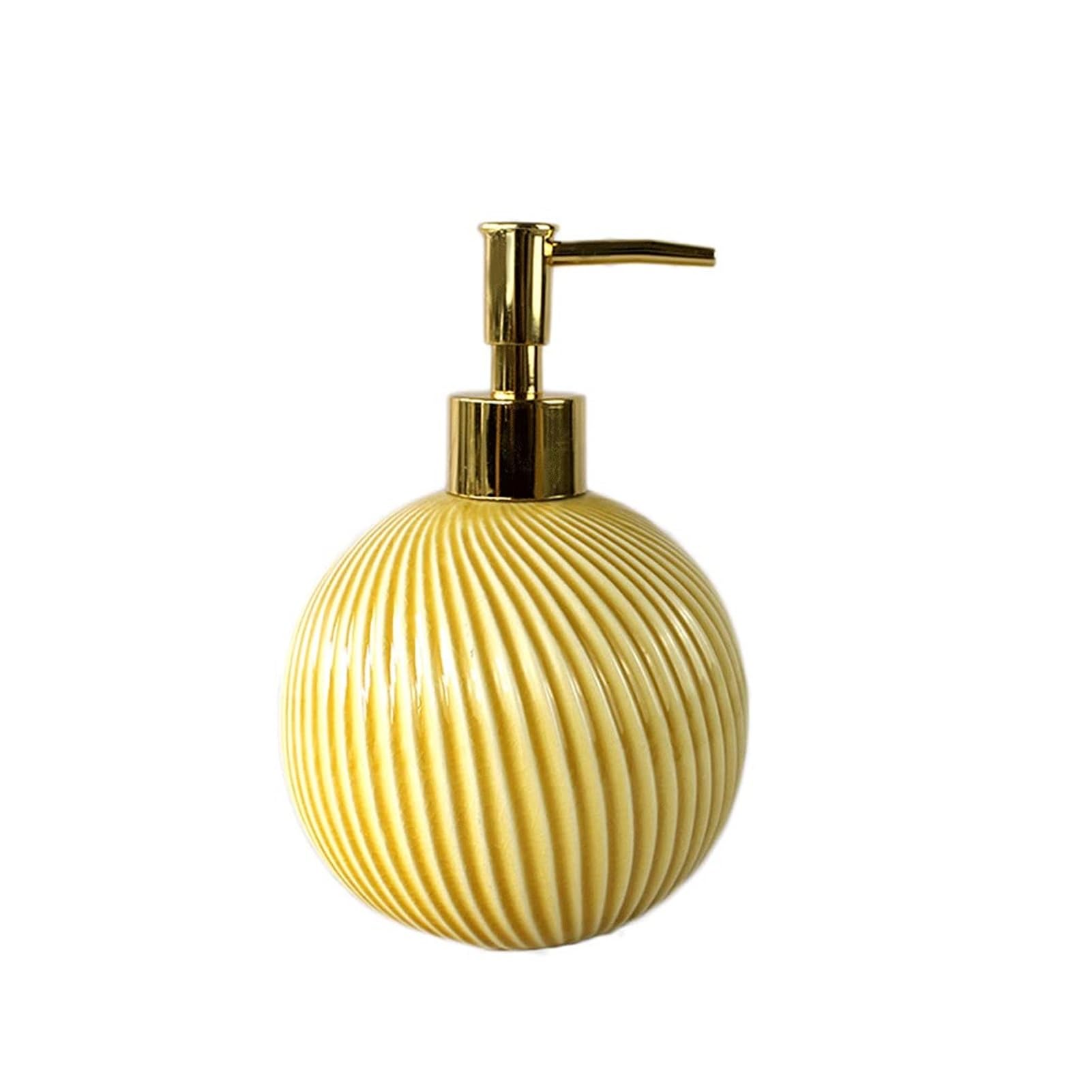 WDSOPK Bathroom accessories Soap Dispenser Hand Washing Liquid Dispenser Lotion Bottle Kitchen Bathroom Soap Dispenser Creative Embossed Ceramics Home & Kitchen, Yellow