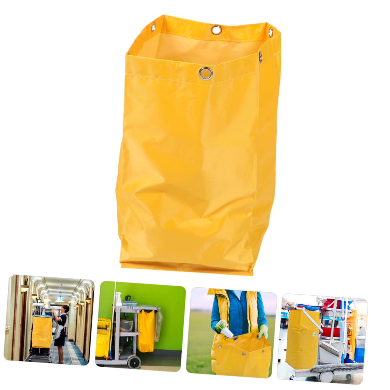 2-Pack Canvas Janitorial Cart Bags - Large Replacement Cleaning Tote Bags For Trash Collection & Storage (Yellow)