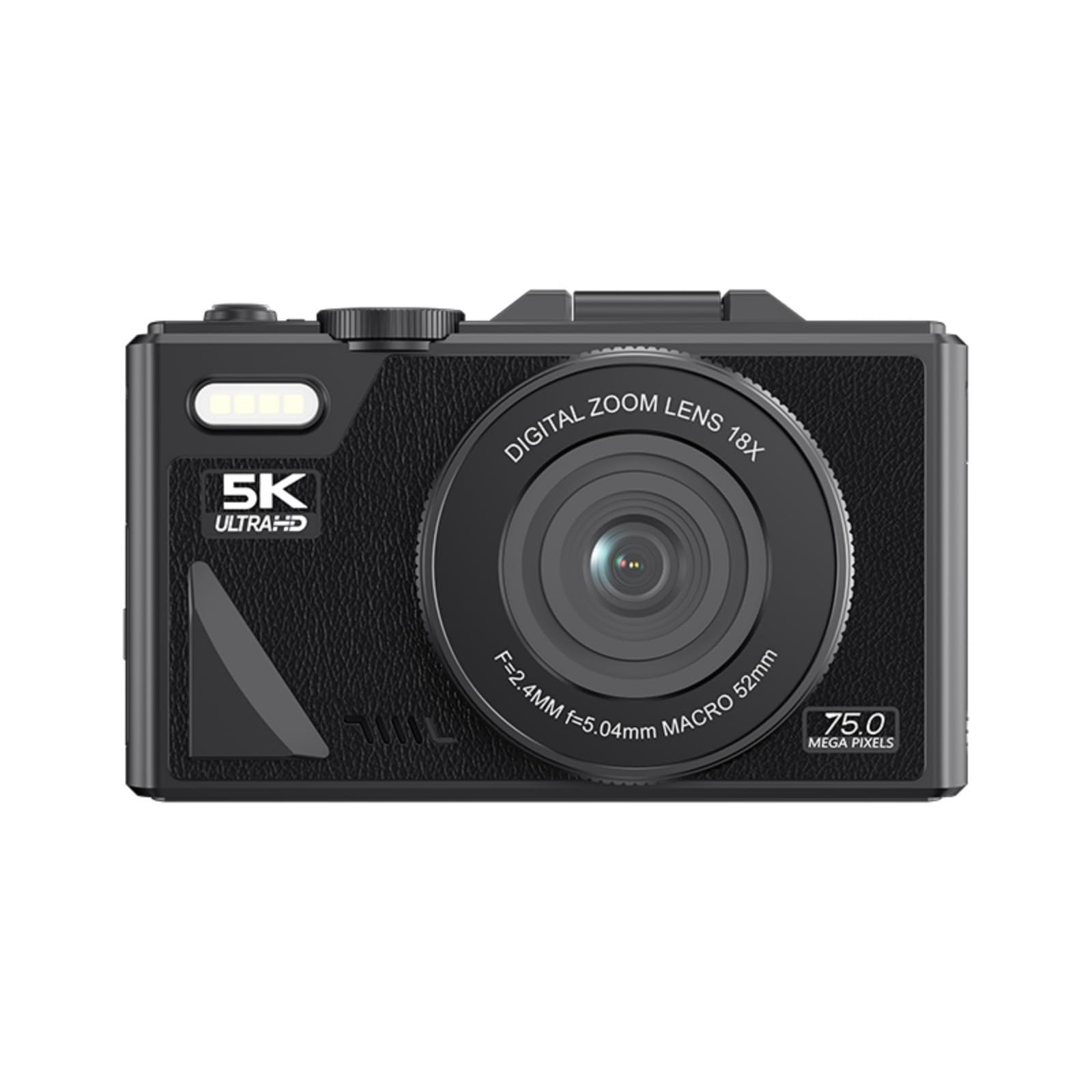 EMEBAY Fotocamera Digitale, Compatta 5K 75MP con scheda da 64 GB | Fotocamere selfie per fotografia, zoom 18X/videocamera Vlog/schermo flip da 3 pollici/anti-shake, videocamera