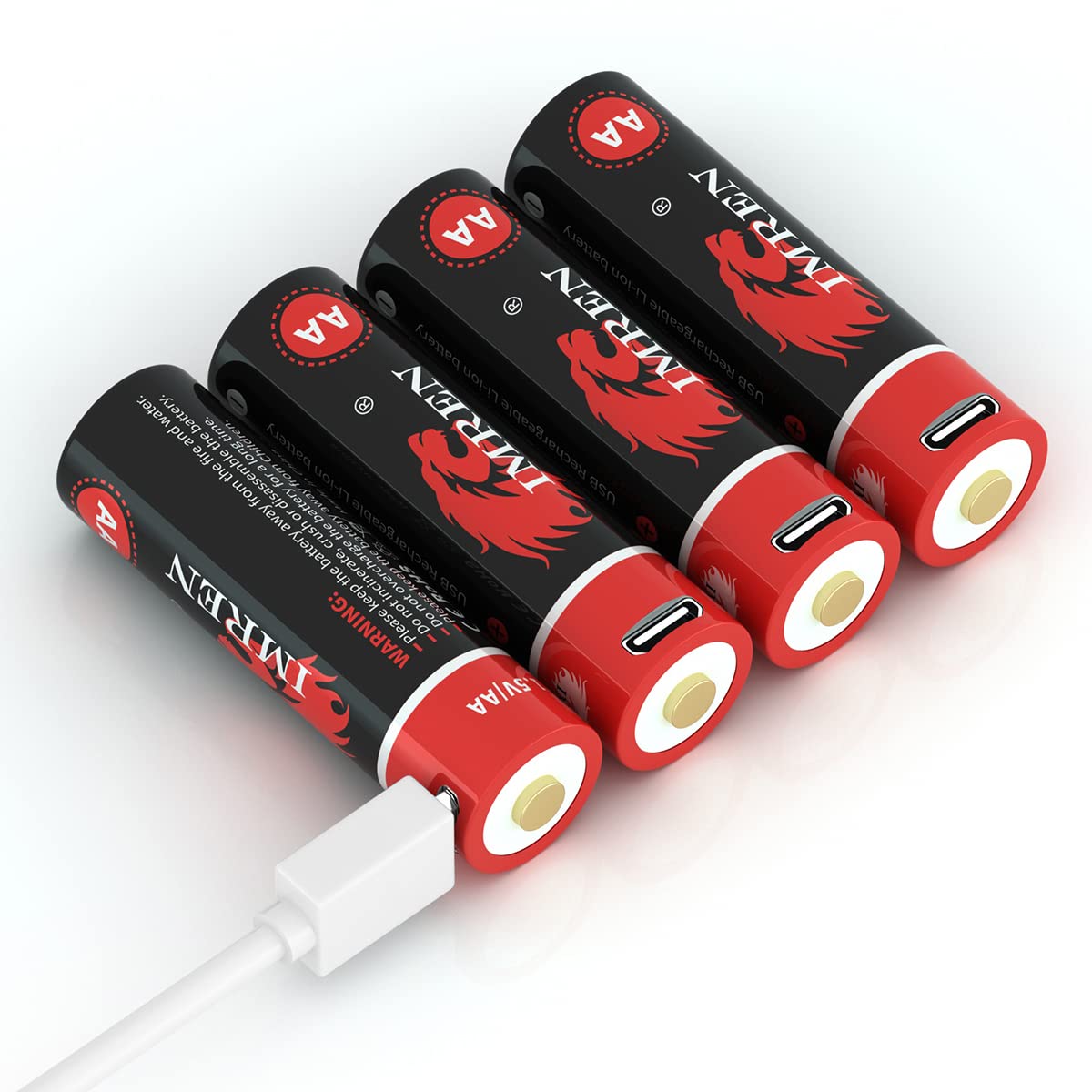 Imren AA USB Rechargeable Batteries,Rechargeable AA Battery 1.5V 2800 mWh, Long Lasting, Charges Under 2.5 Hours, 4-1 USB Charging Cable Included, 4-