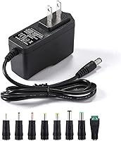 LitStar 12V 2A Power Supply Adapter with 8 Tips - Regulated Charger for LED Strips, CCTV Cameras, Routers, GPS - 6ft Cord