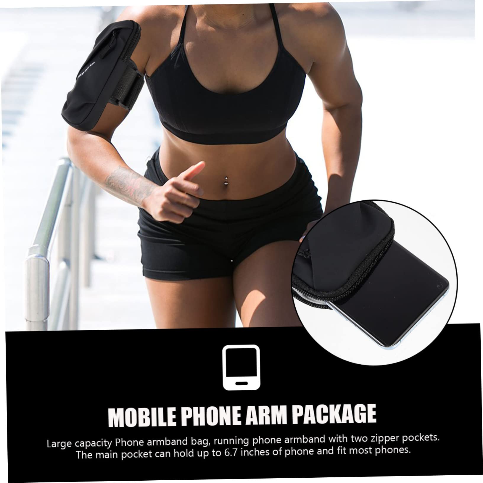 jojofuny 3pezzi Fascia Per Braccio Sportiva Borsello Per Telefono Pouch Traspirante Per Running e Attività Outdoor Adatta Sport Viaggi e Shopping