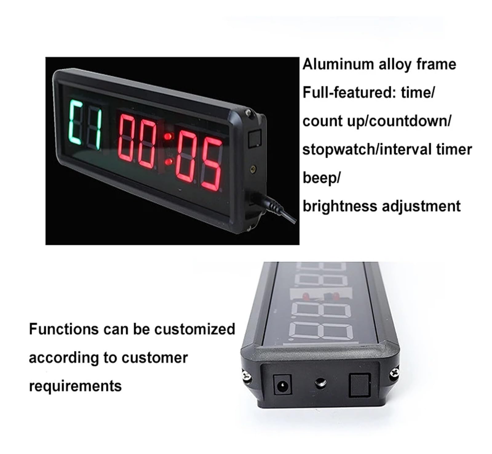 Minuteur de fitness LED avec télécommande, affichage 6 chiffres vert et rouge de 1,5 pouce, chronomètre à compte à rebours par intervalles Modes multiples(Purple)